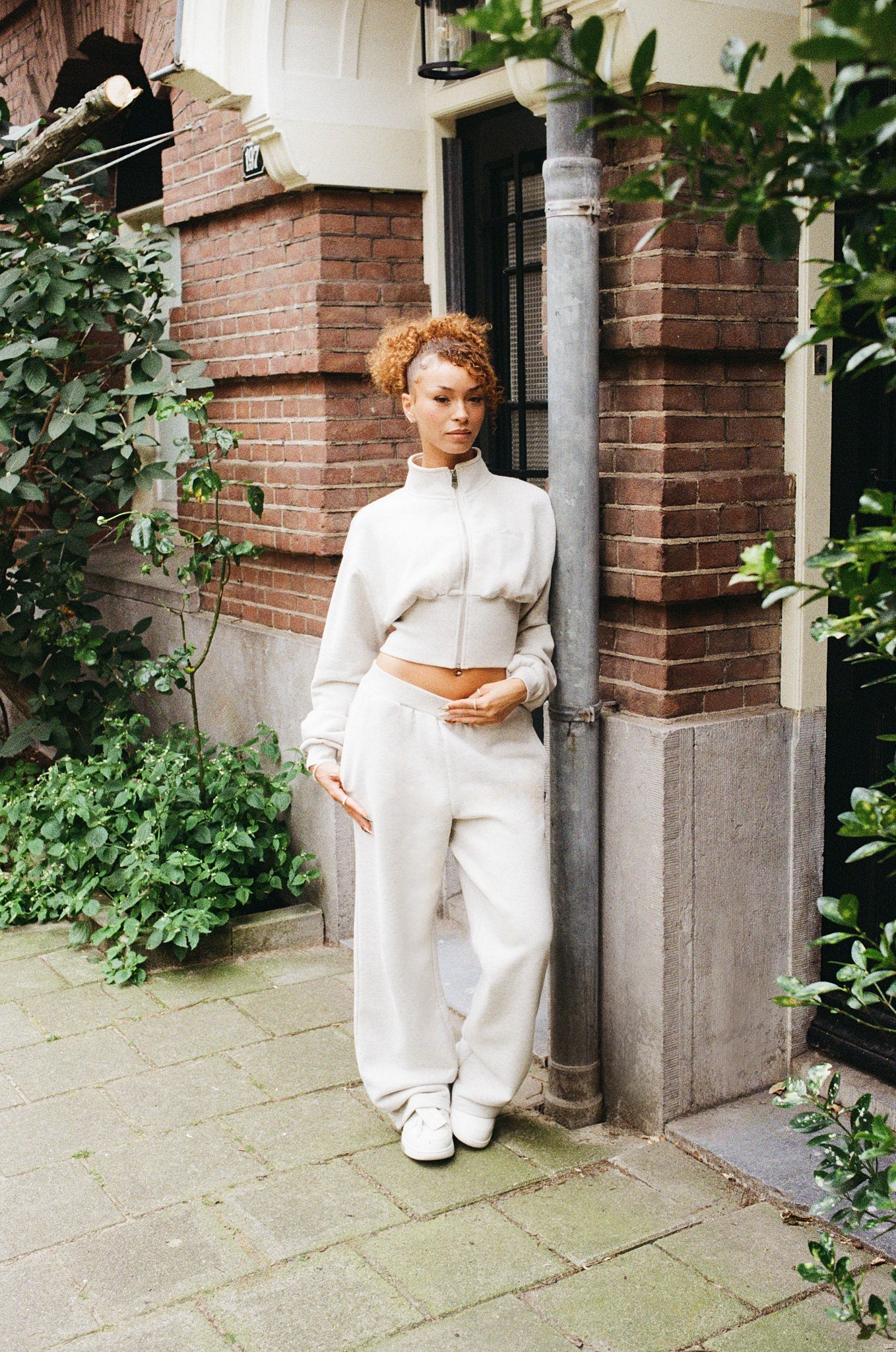 Rib Waistband Wide Leg Jogger - Ash Grey - Image 2