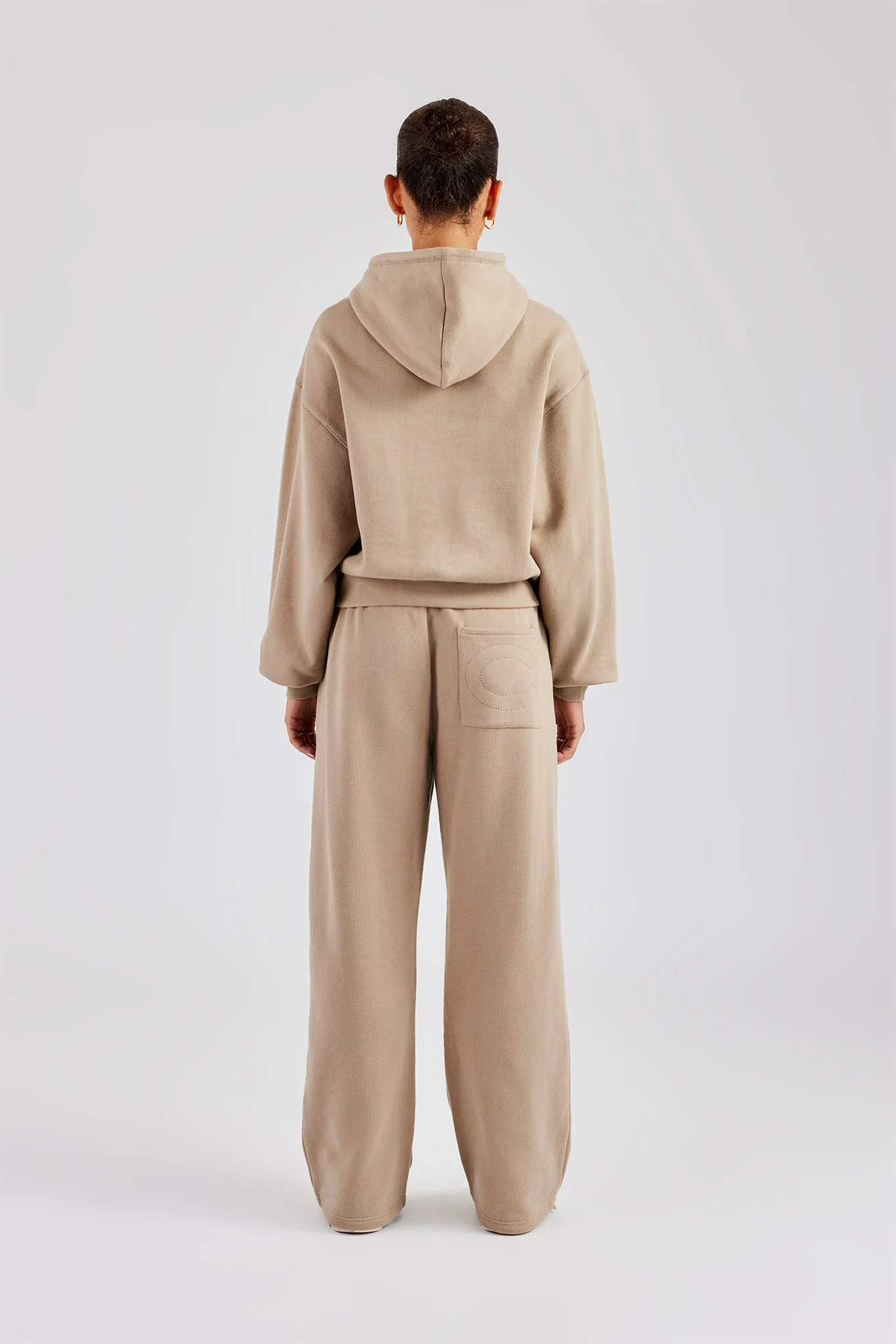 Rope Embroidery Wide Leg Jogger - Taupe - Image 4