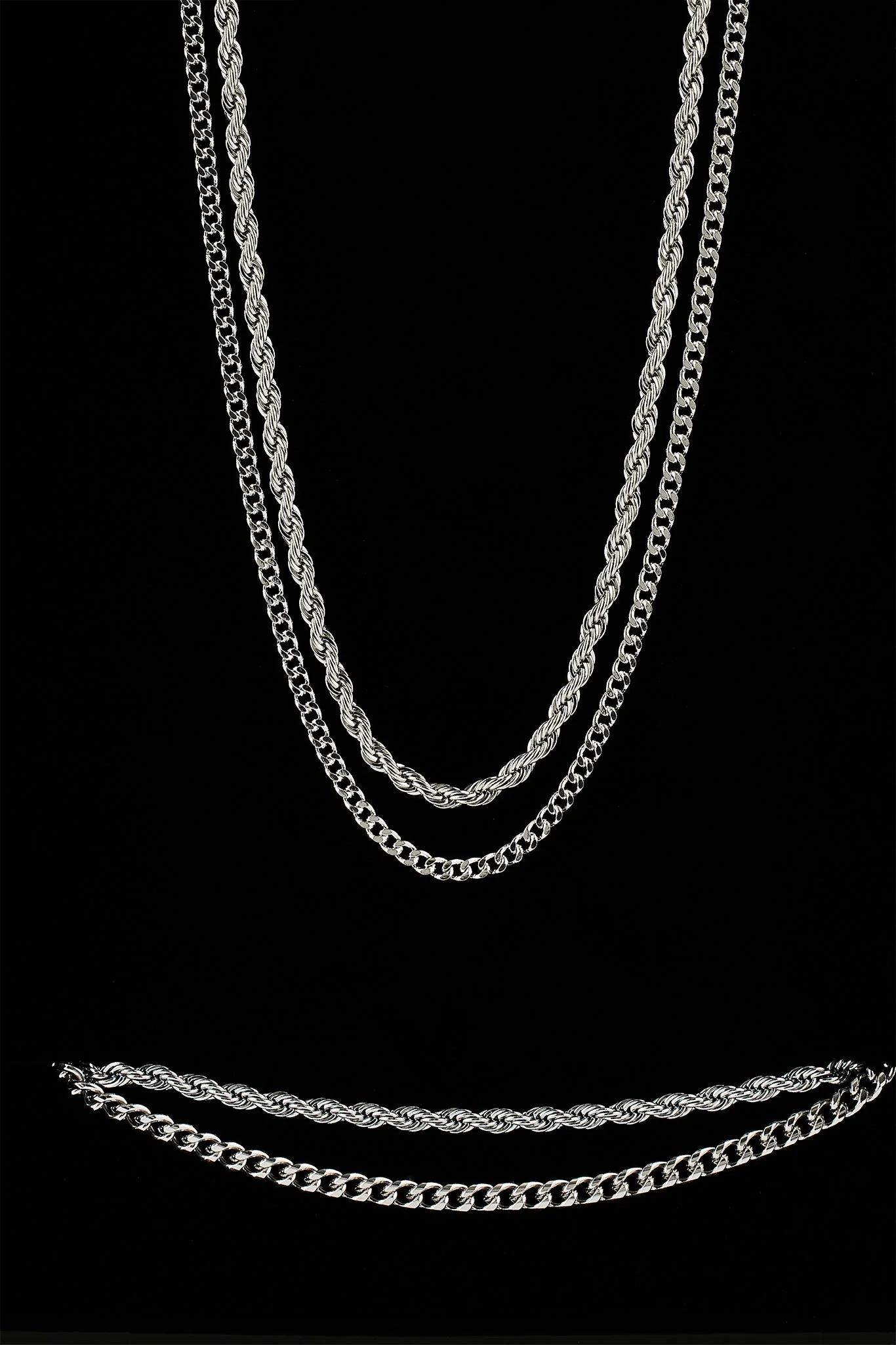 Rope & Micro Cuban Chain & Bracelet - 3mm - Image 3