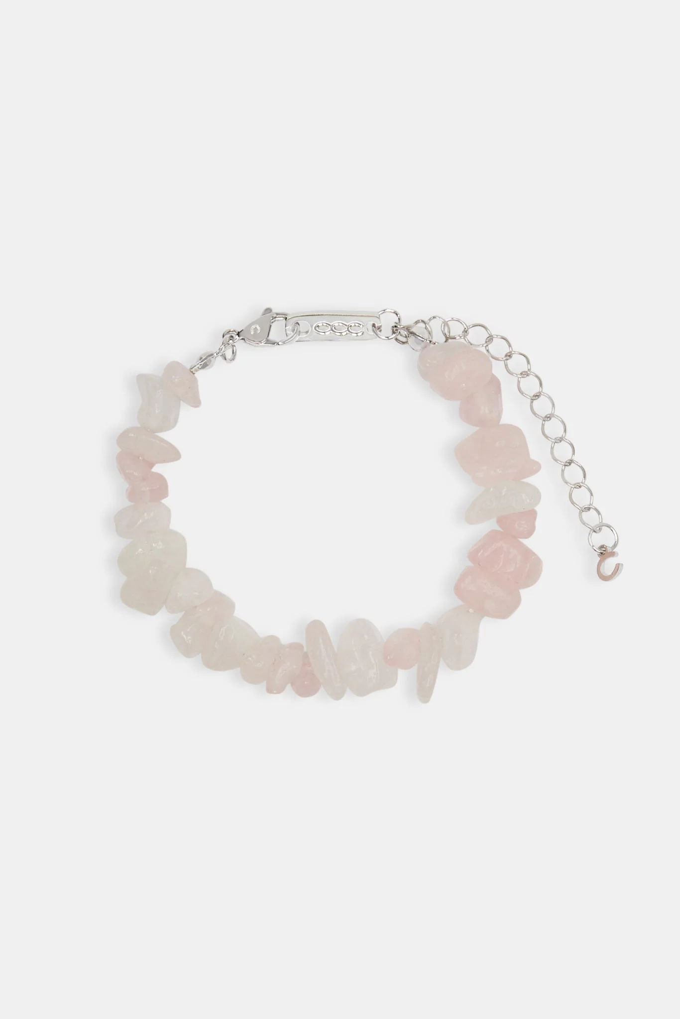 Rose Quartz Shard Bead Bracelet - White - 6mm - Image 2
