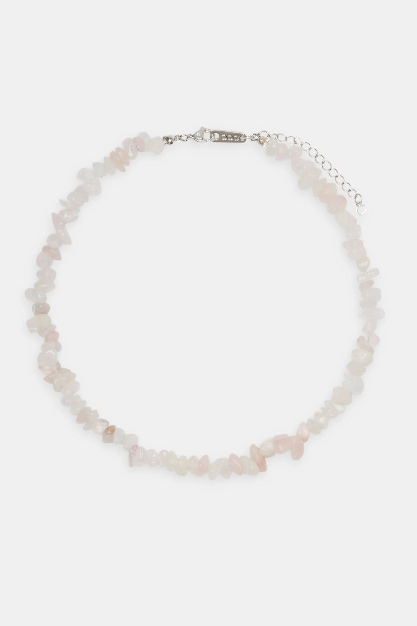 Rose Quartz Shard Bead Necklace - White - 6mm - Image 4