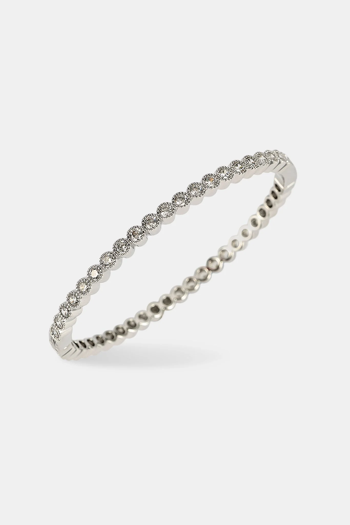 Round Cluster Bangle - 4mm - White - Image 2