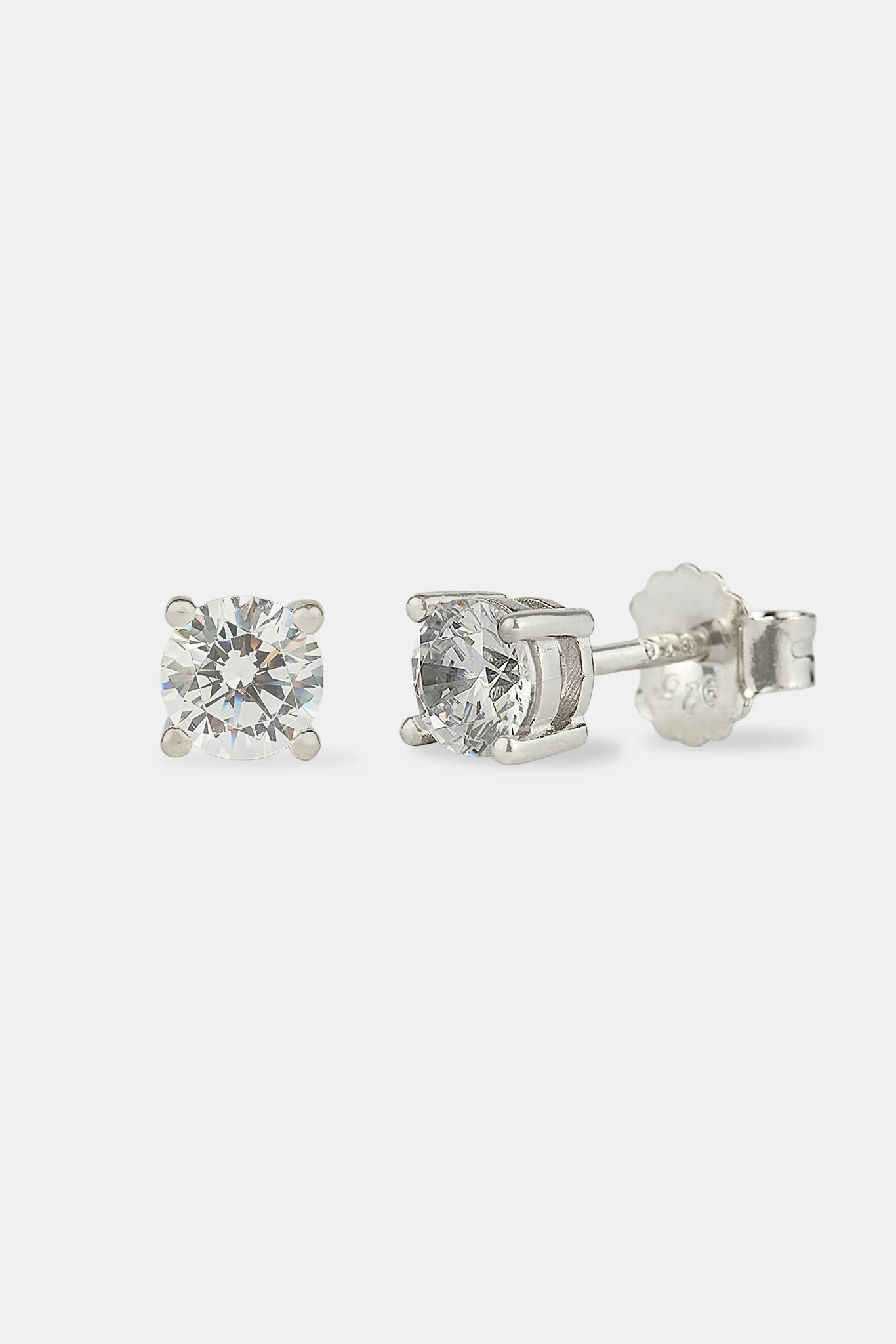 Round Cut Stud Earrings 5mm - Silver