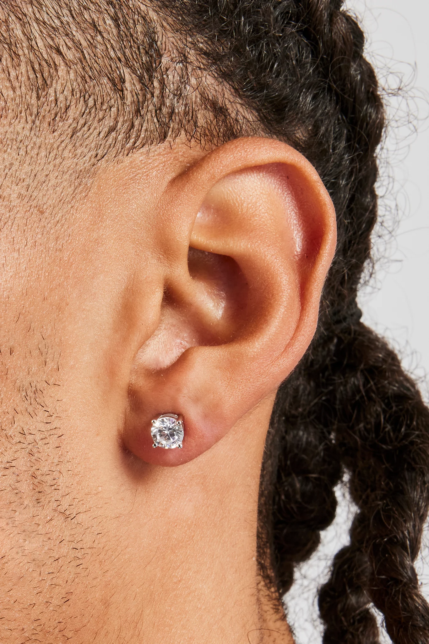 Round Cut Stud Earrings 6mm - Silver - Image 2