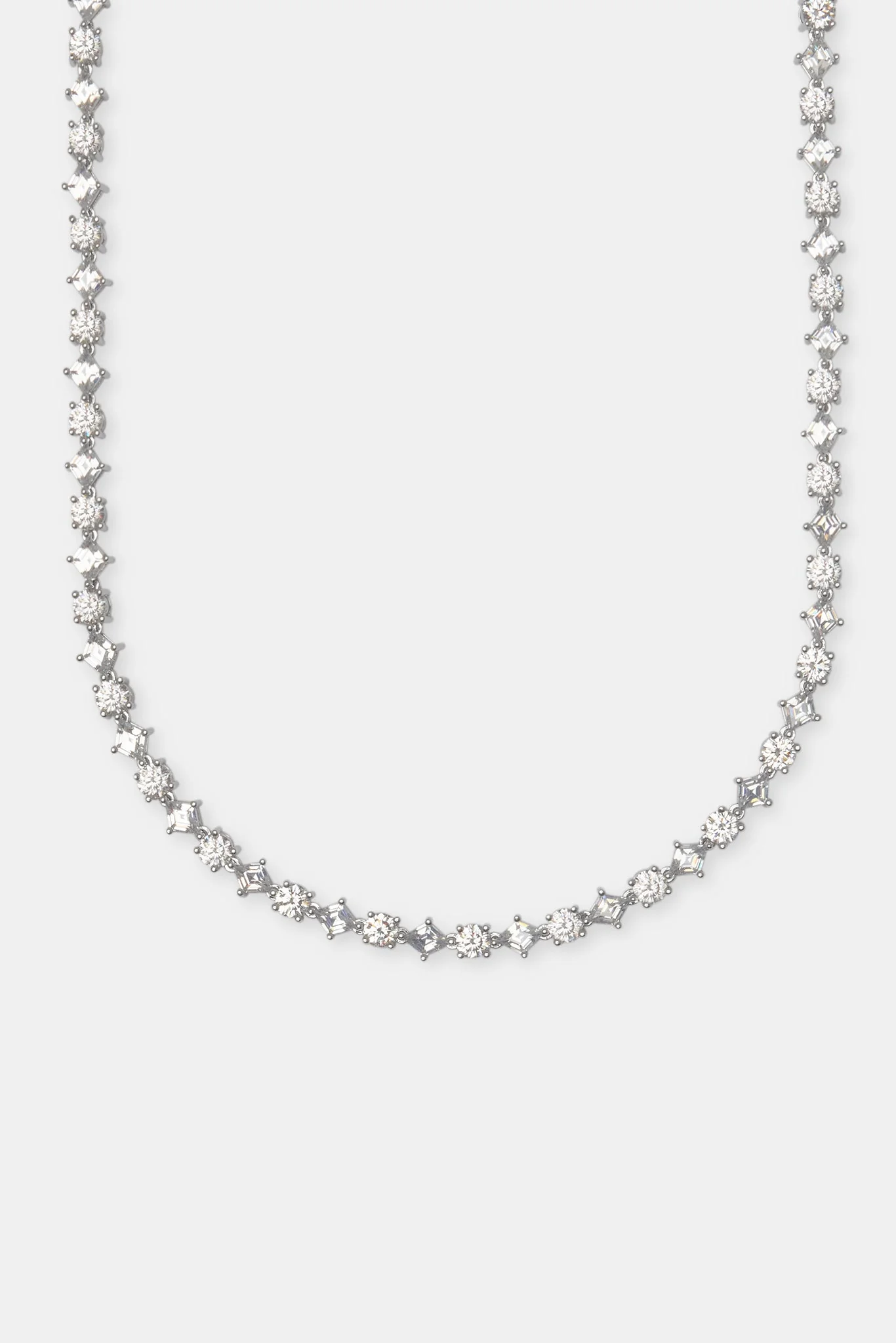 Round & Diamond Cluster Tennis Chain - 6mm - Image 2