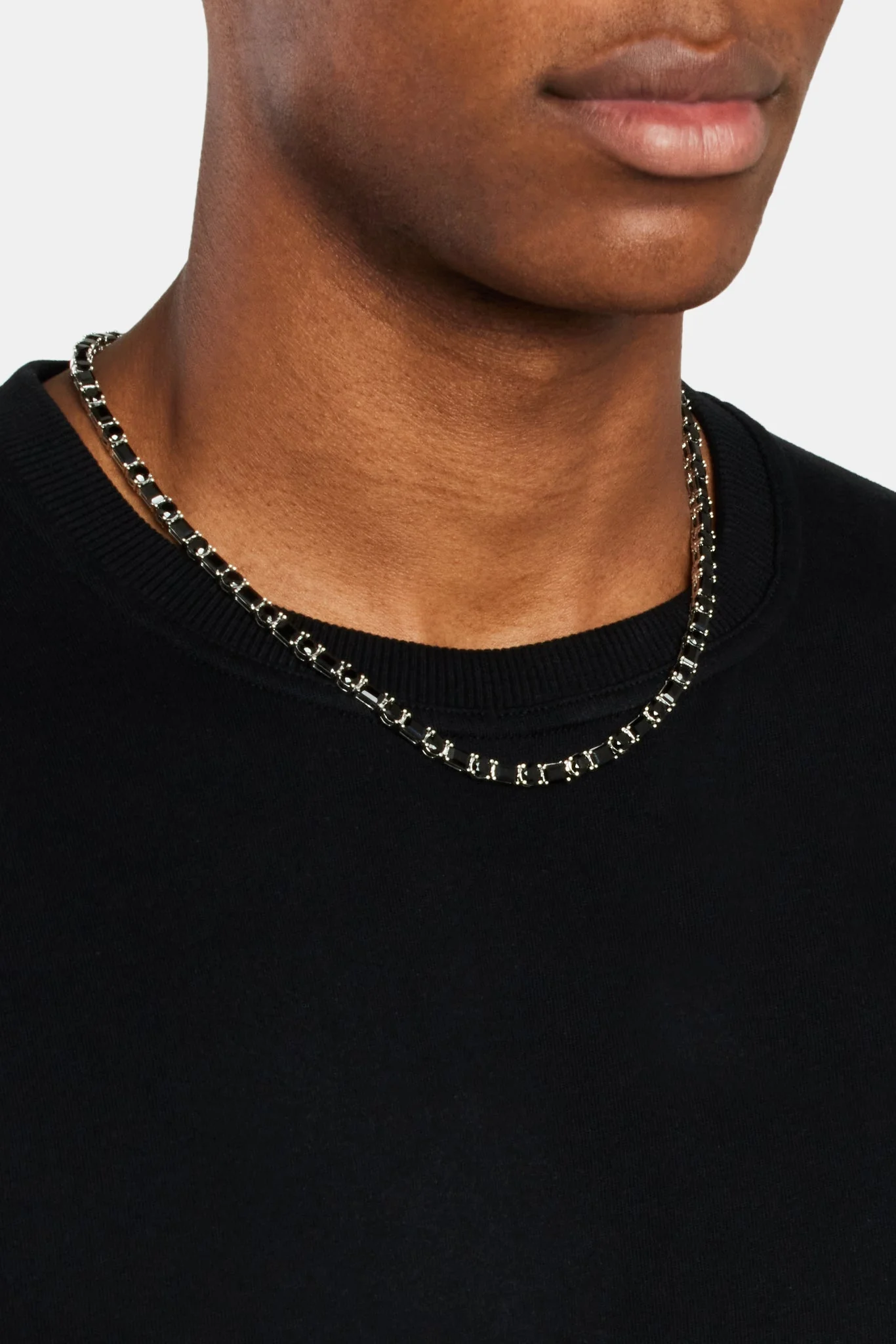 Round & Rectangular Tennis Chain - Black 5mm - Image 3