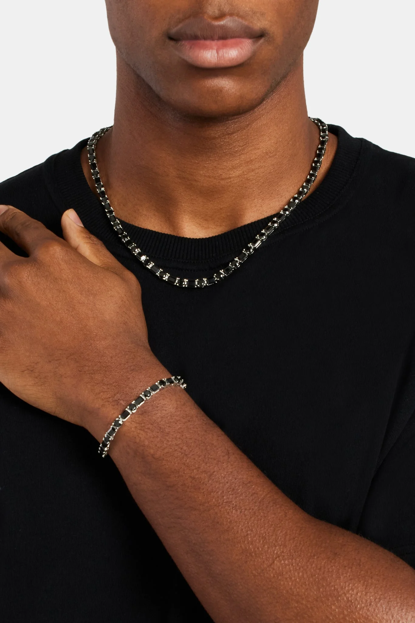 Round & Rectangular Tennis Chain - Black 5mm - Image 5