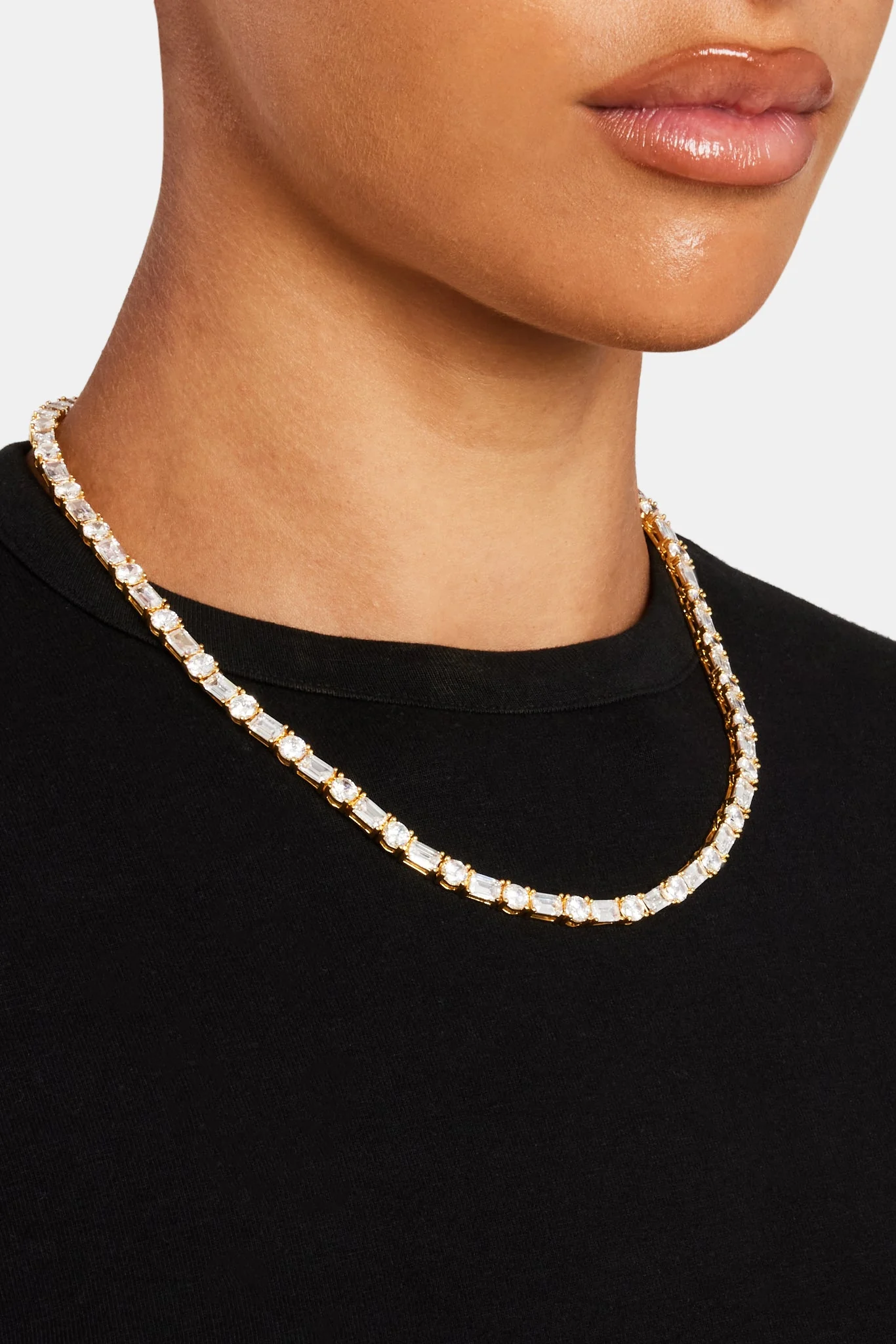 Round & Rectangular Tennis Chain - Gold 5mm - Image 3