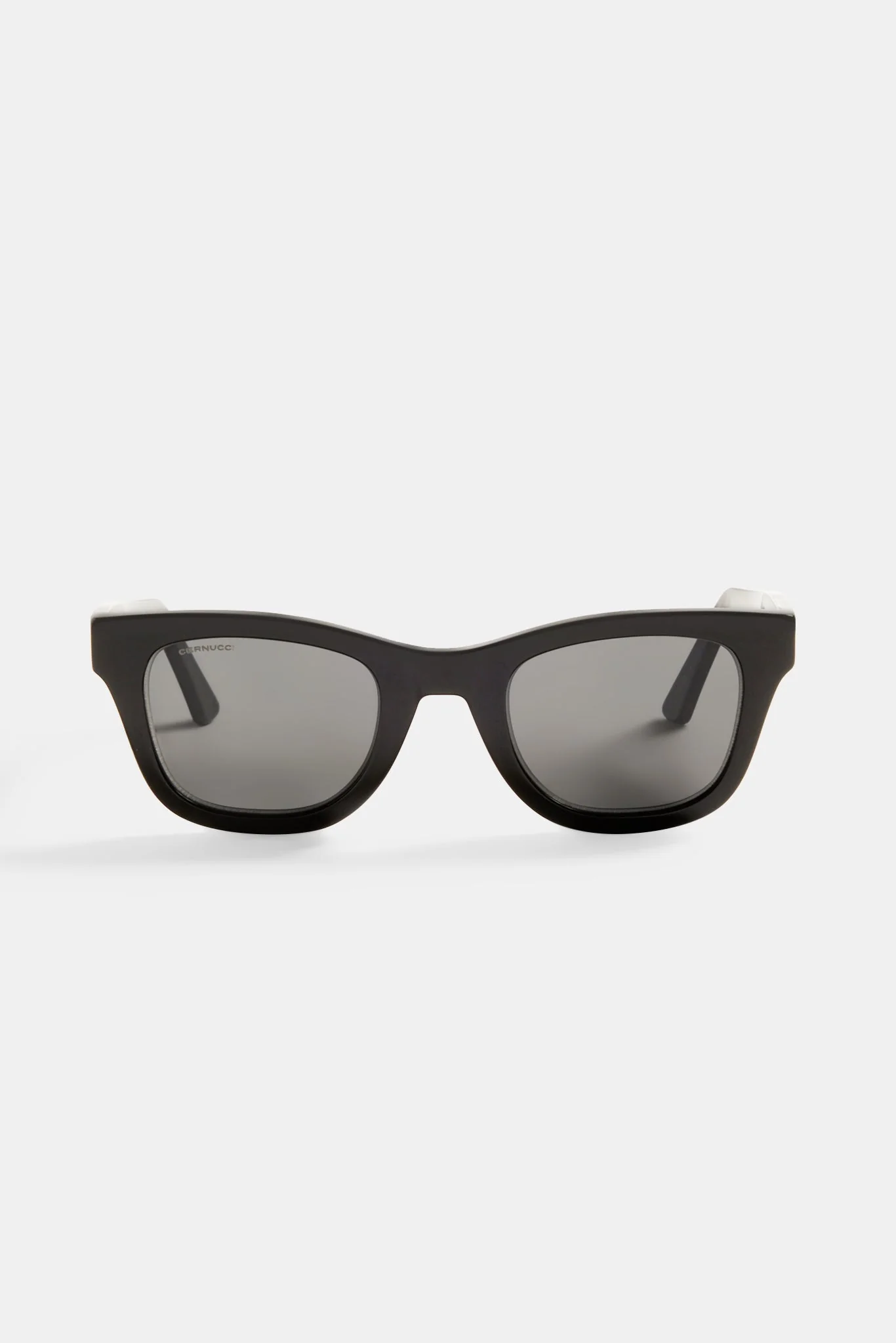 Rounded Square Acetate Frame Sunglasses - Black - Image 3
