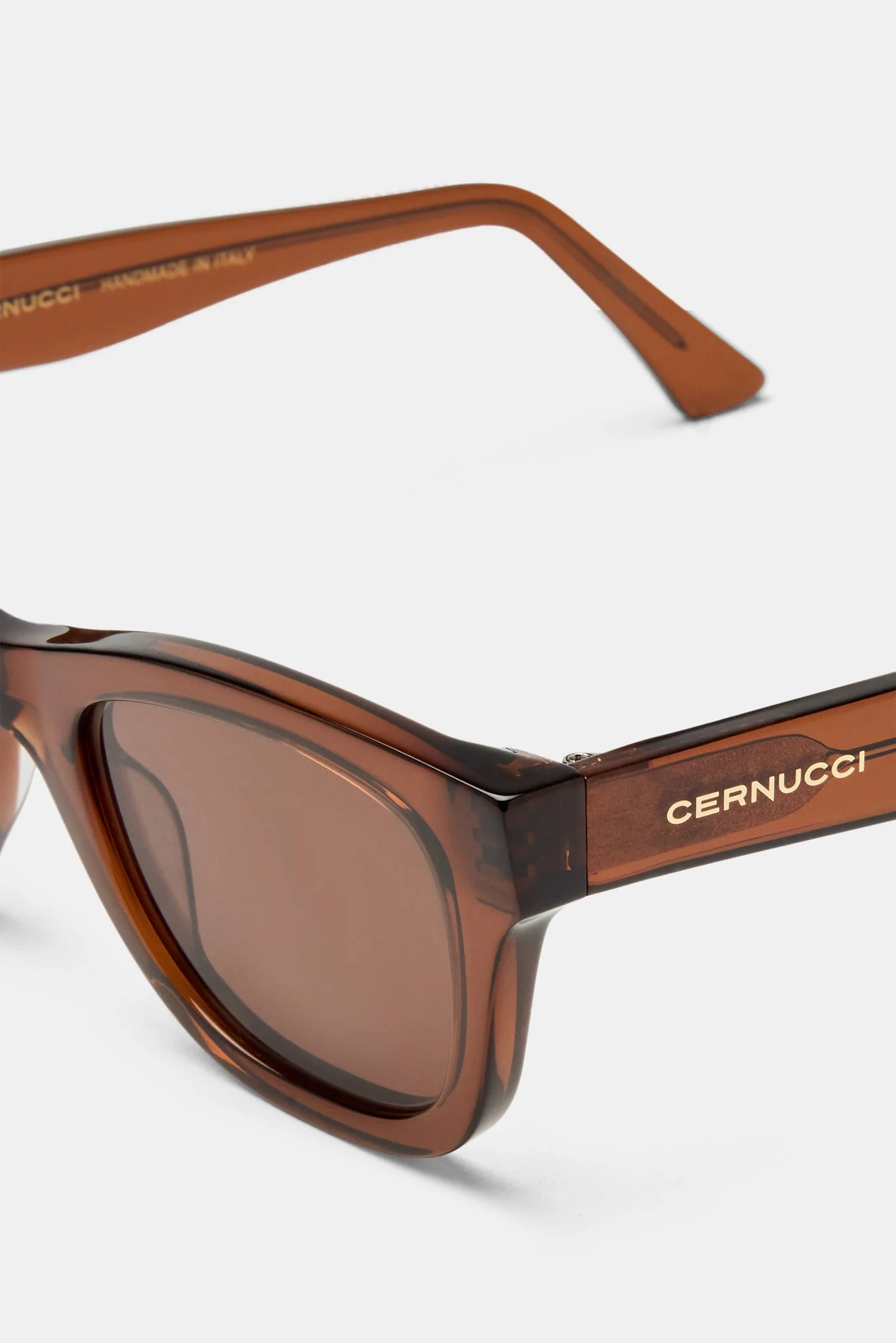 Rounded Square Acetate Frame Sunglasses - Brown - Image 3