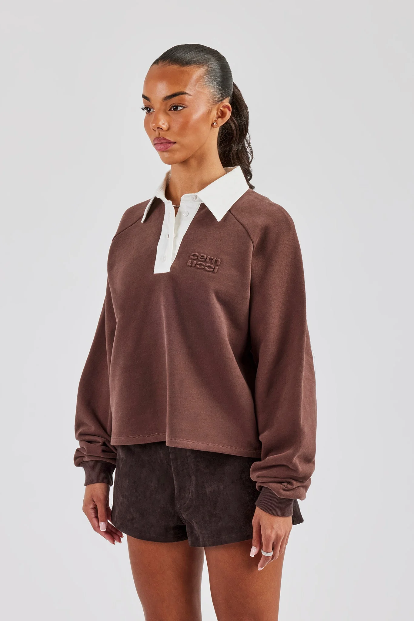 Rugby Polo Sweatshirt - Chocolate - Image 3