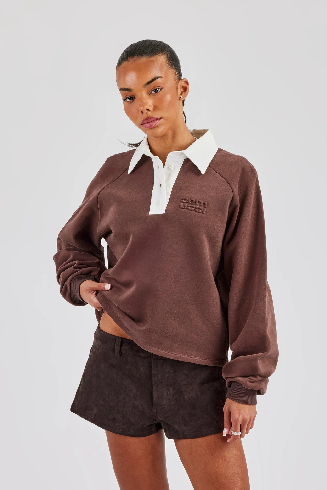 Rugby Polo Sweatshirt - Chocolate - Image 5