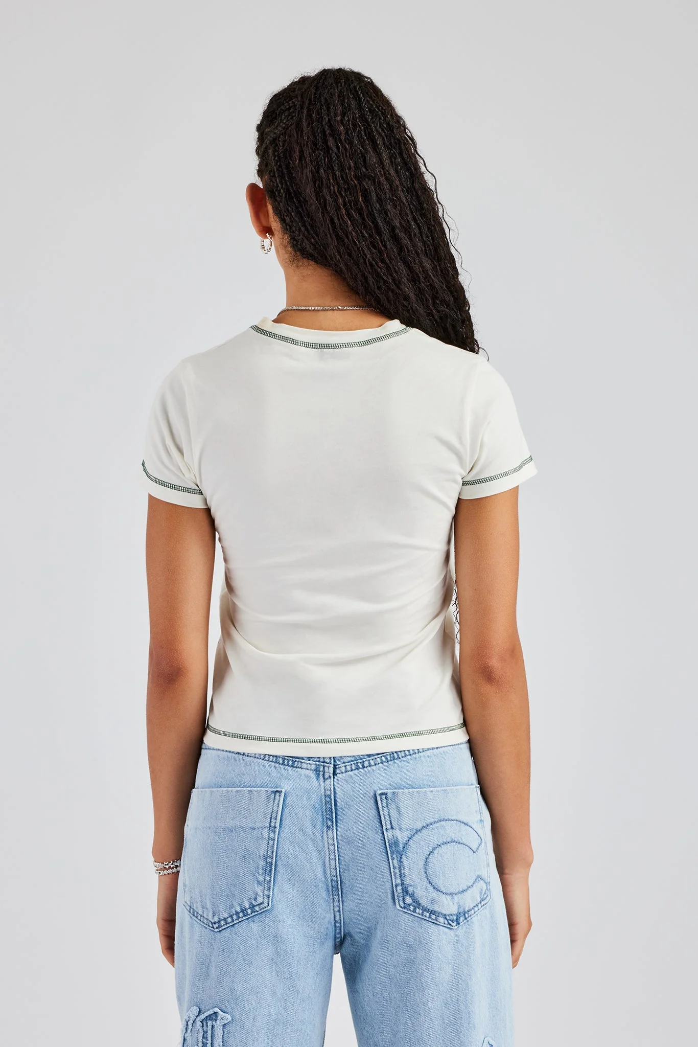 Script Contrast Stitch Baby Tee - Image 2