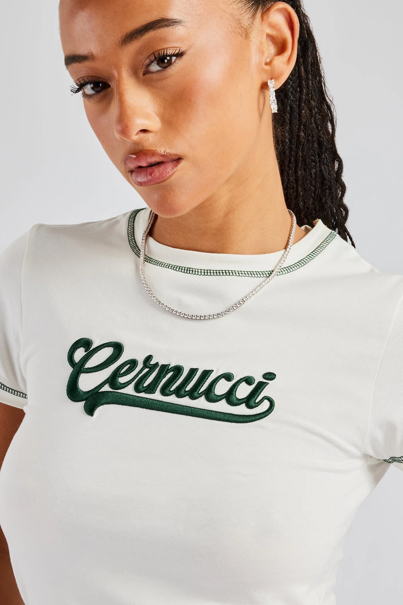 Script Contrast Stitch Baby Tee - Image 3