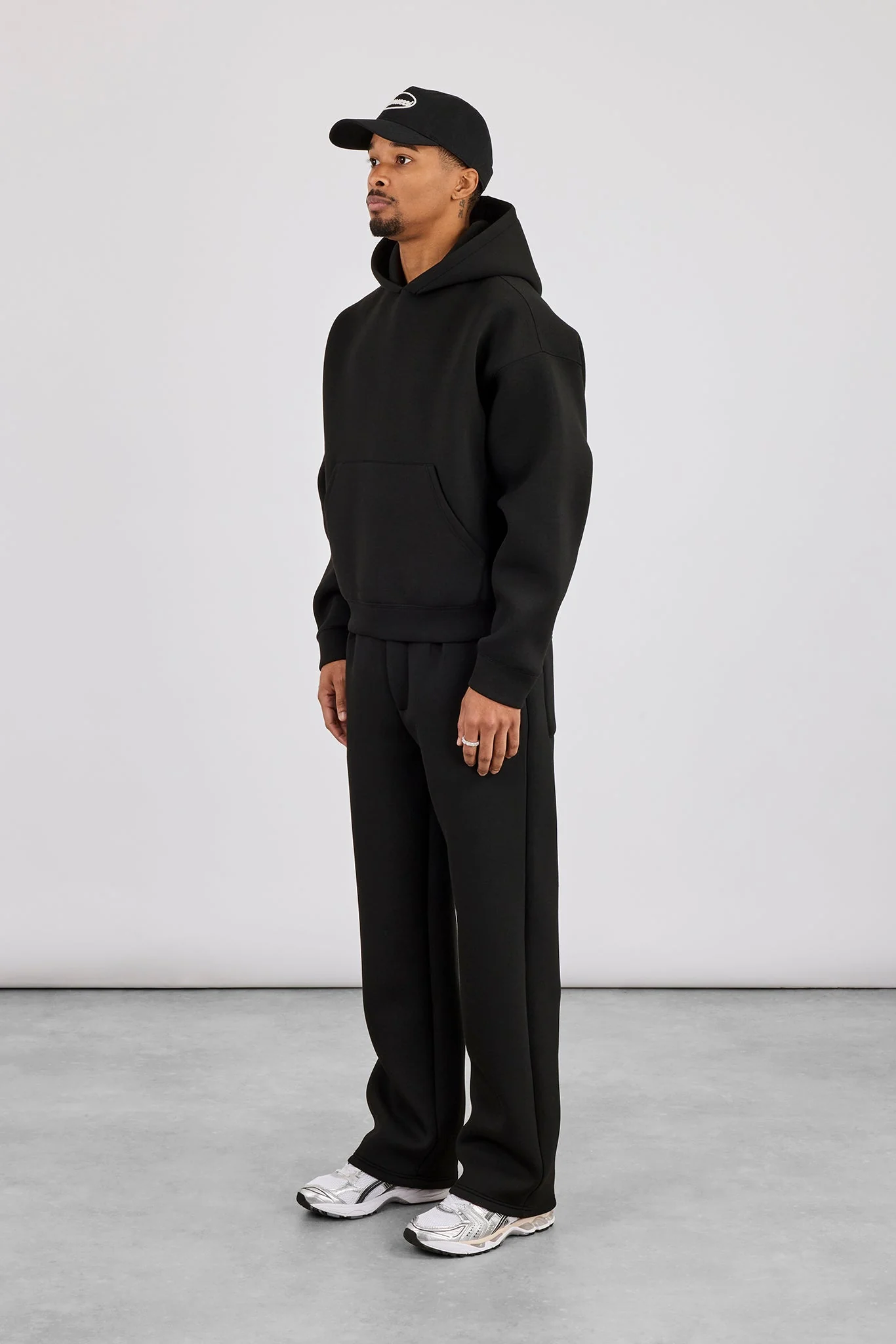 Scuba Boxy Hoodie & Relaxed Trouser - Black - Image 2