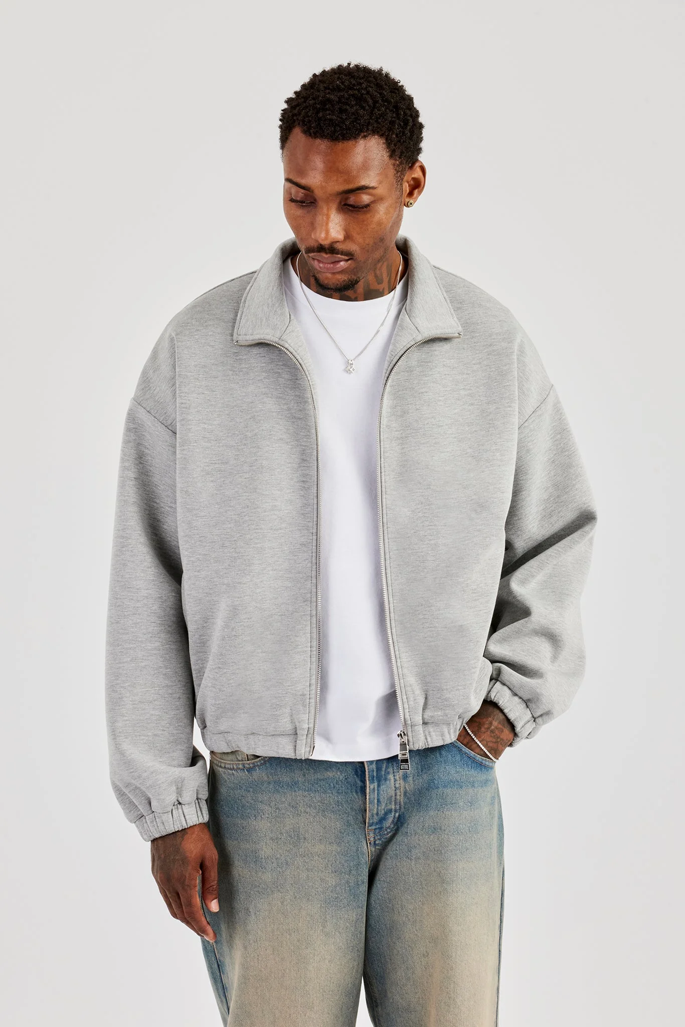 Scuba Funnel Neck Jacket - Grey - Image 3