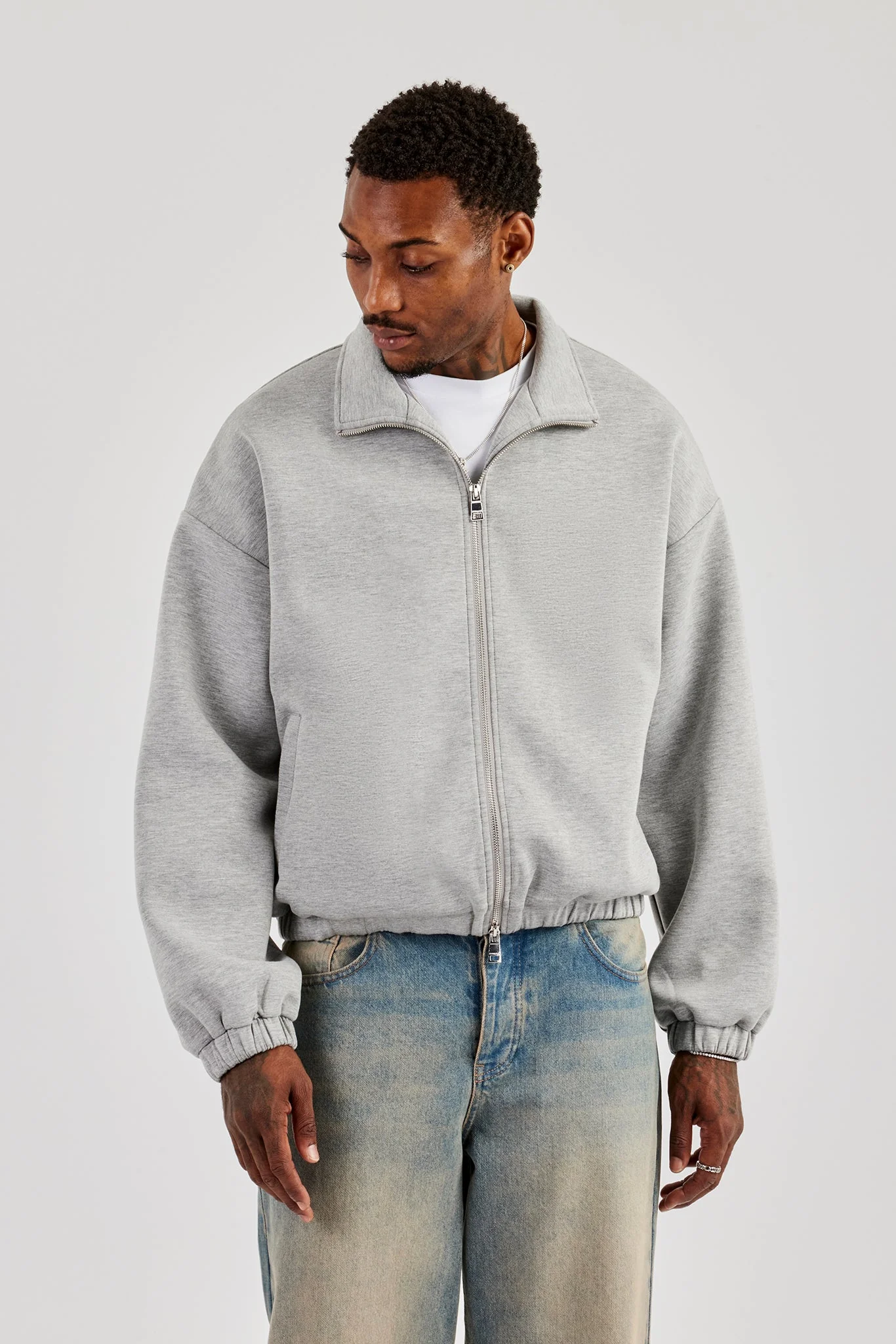 Scuba Funnel Neck Jacket - Grey - Image 5