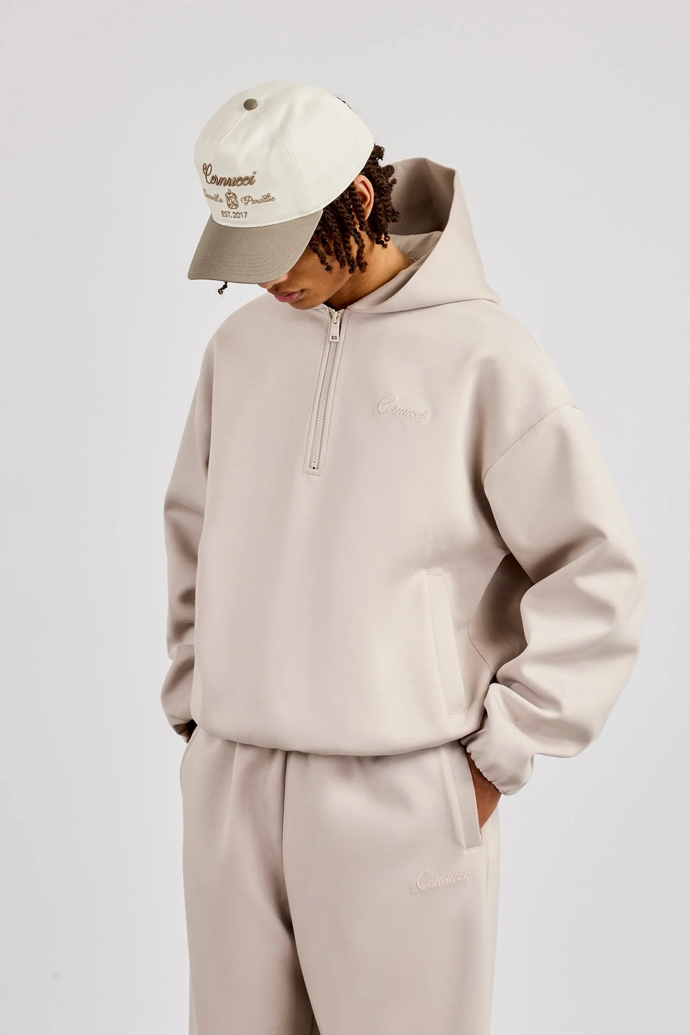 Scuba Half Zip Hoodie - Light Grey