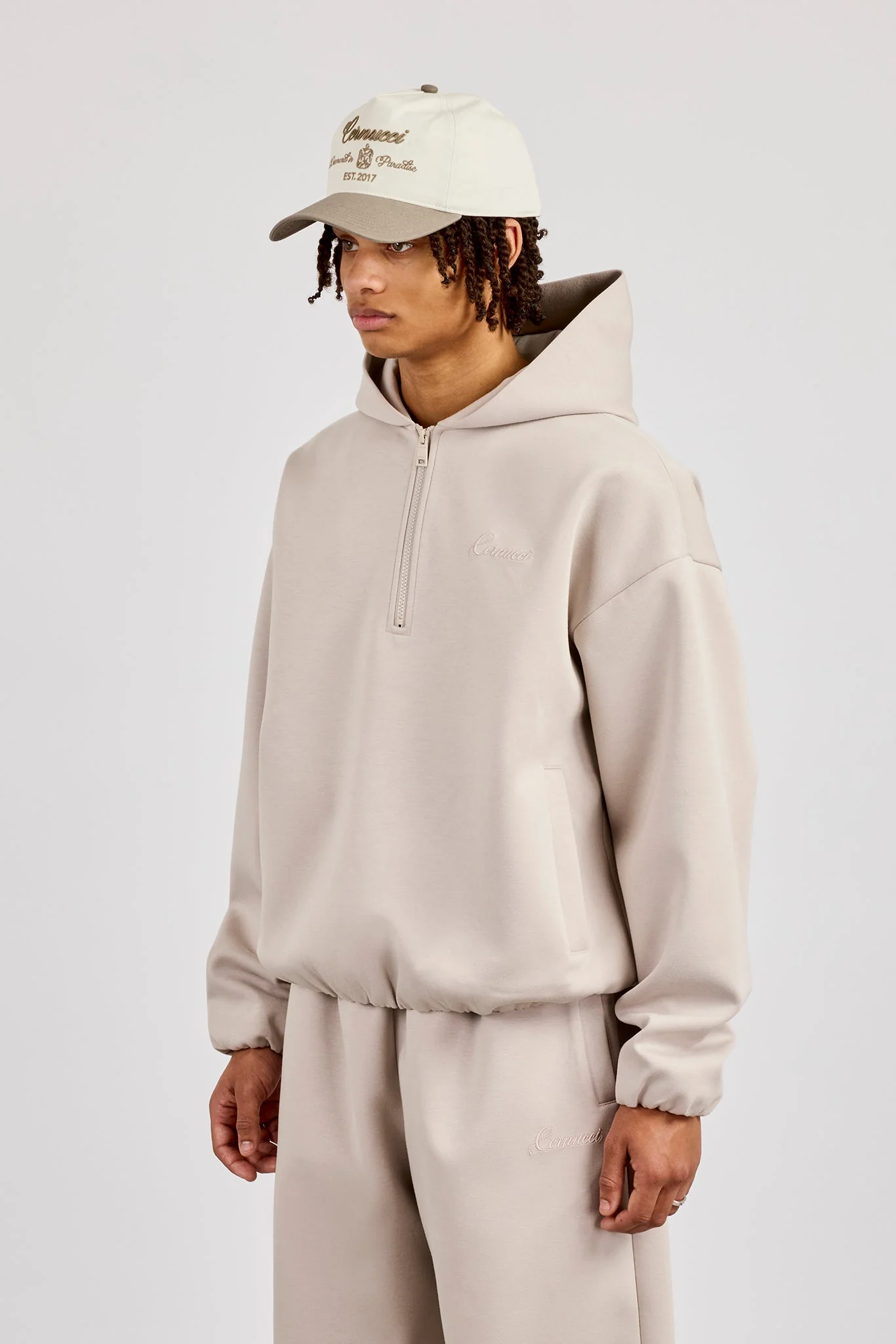 Scuba Half Zip Hoodie - Light Grey - Image 2