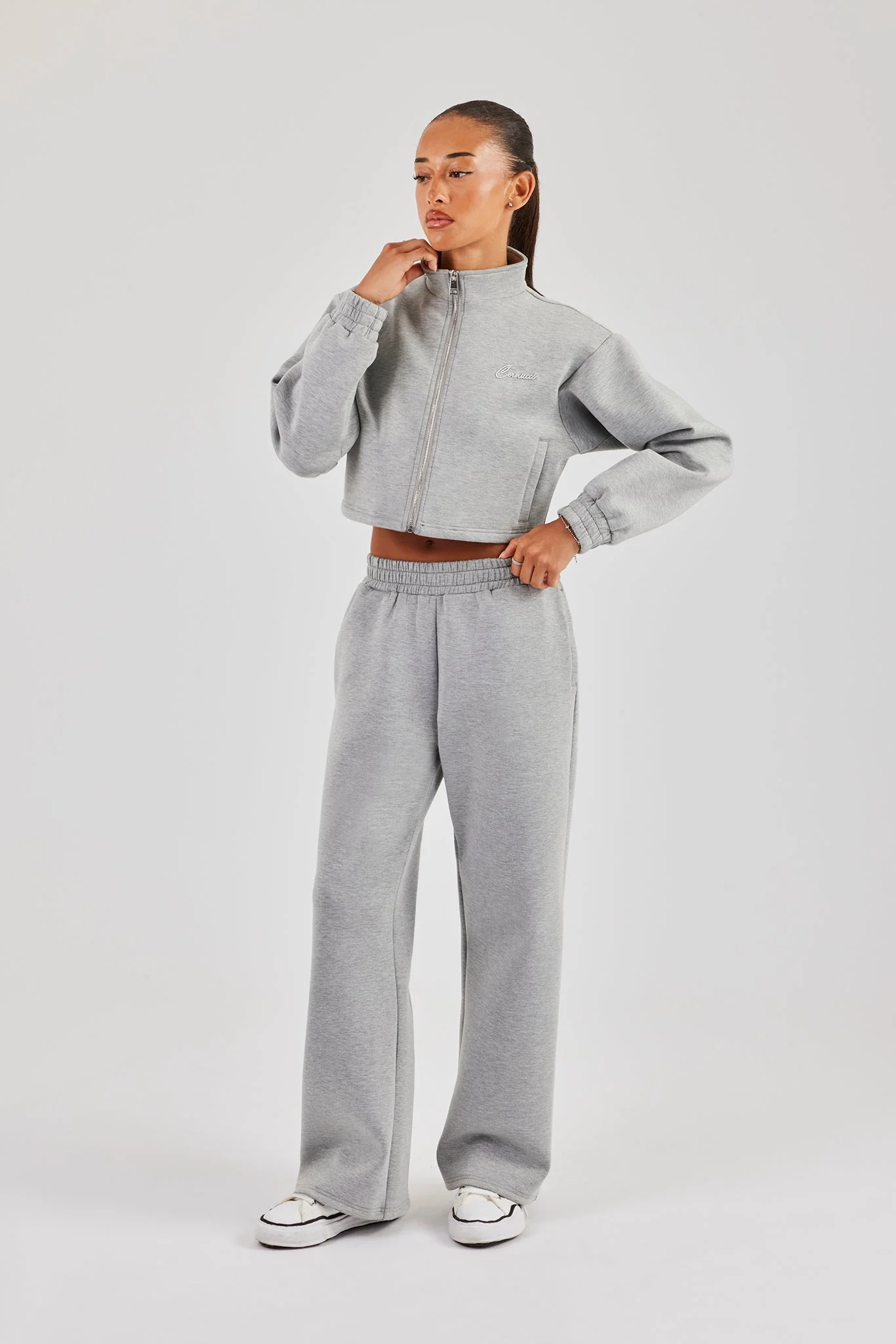 Scuba Wide Leg Jogger - Grey - Image 4