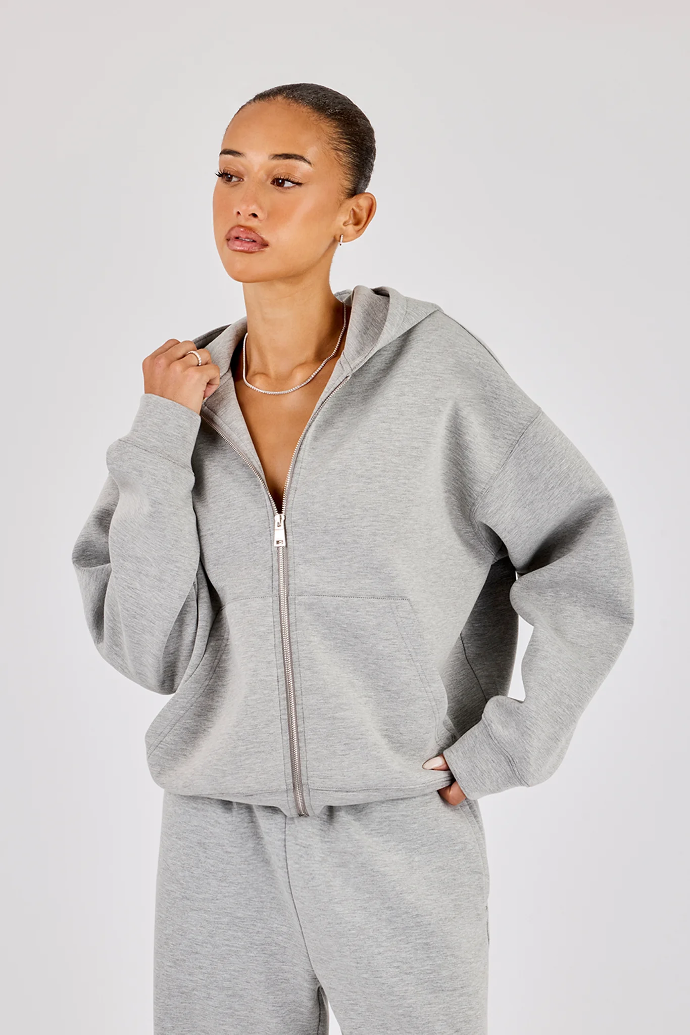 Scuba Zip Hoodie- Grey