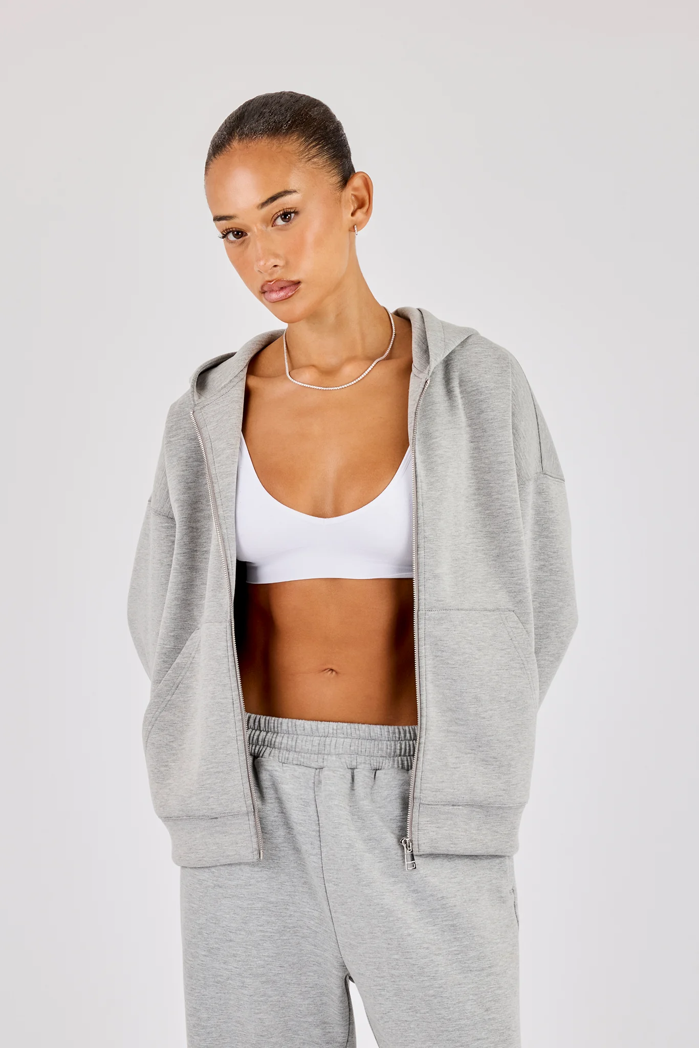 Scuba Zip Hoodie- Grey - Image 3
