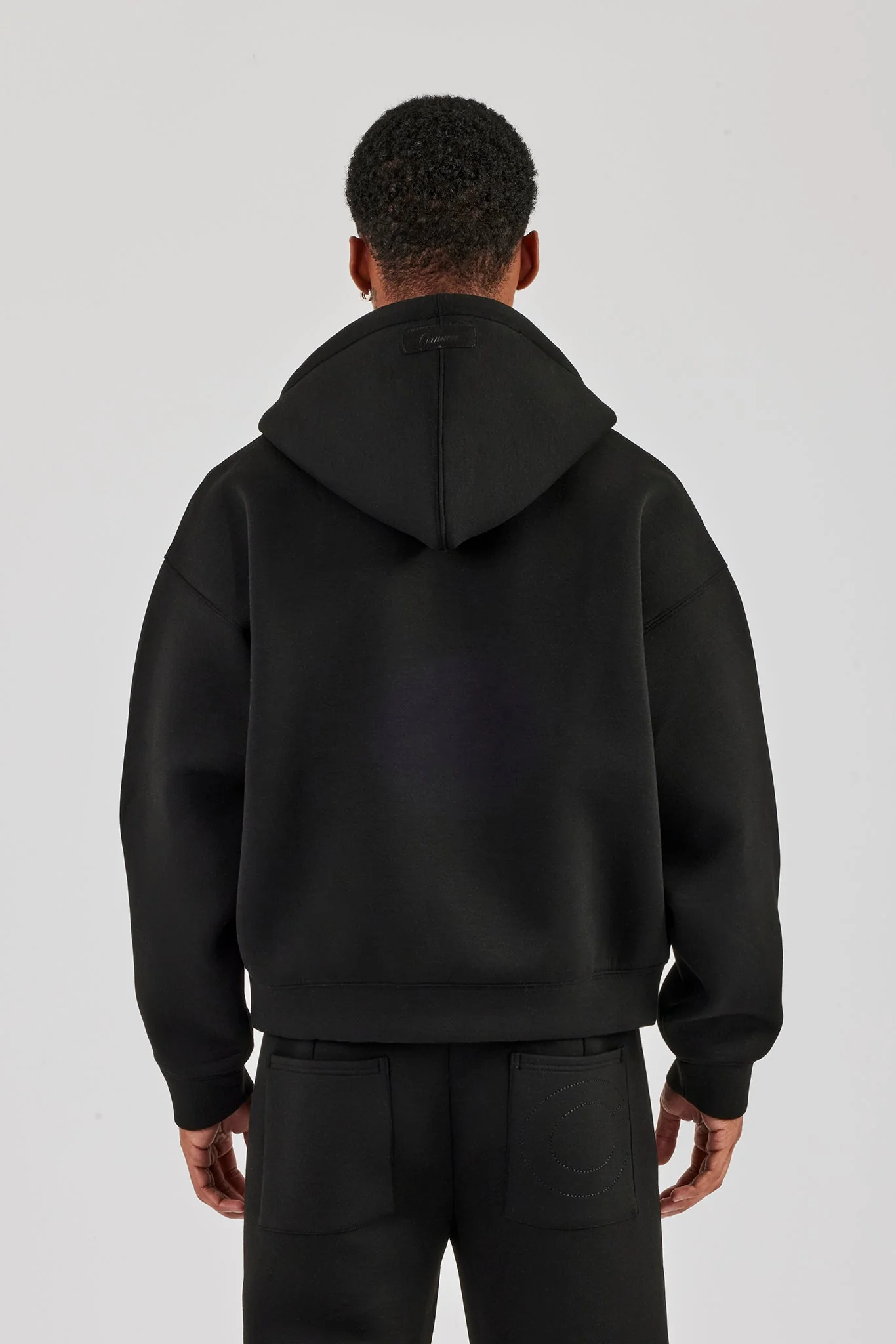 Scuba Zip Through Boxy Hoodie - Black - Image 4