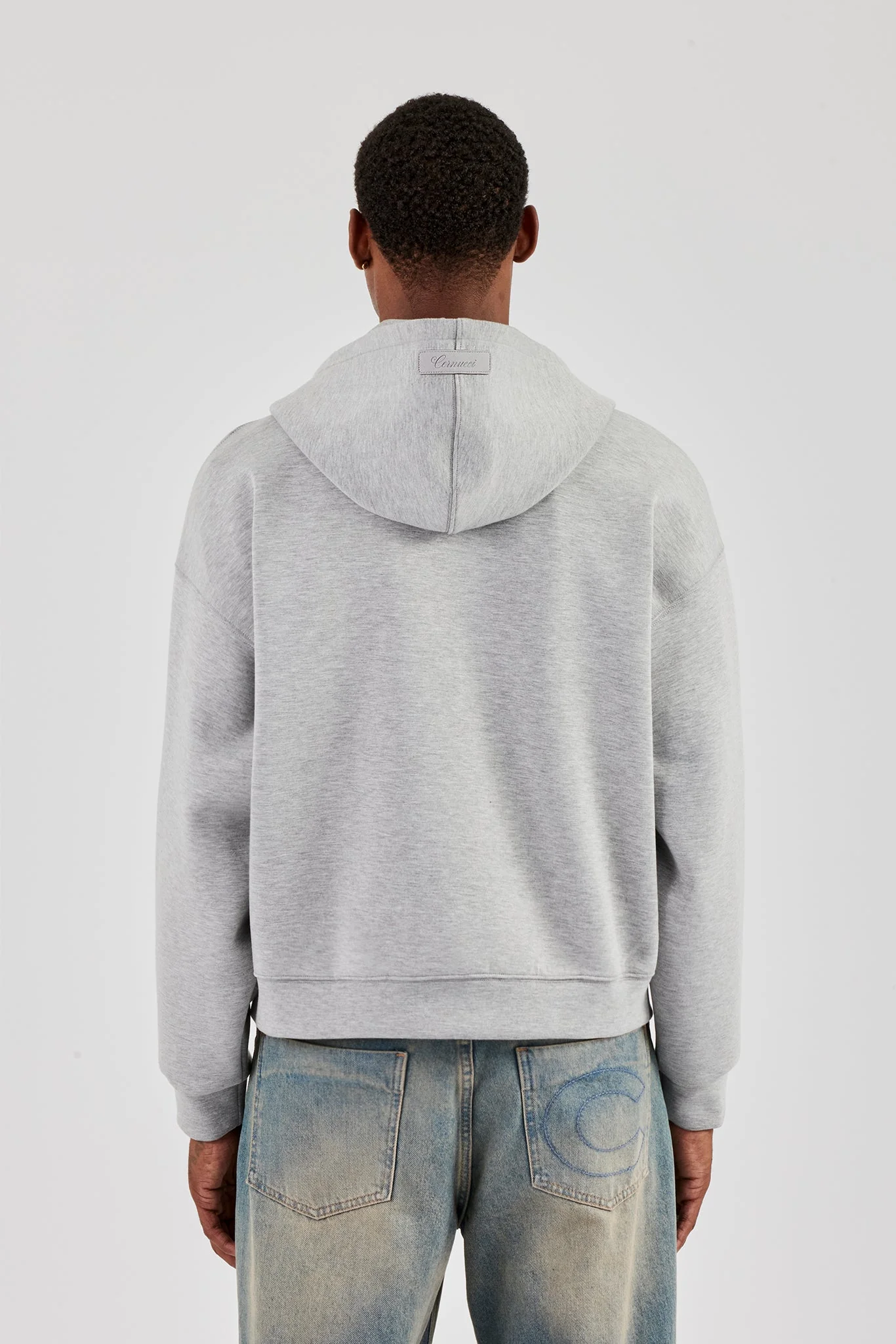 Scuba Zip Through Boxy Hoodie - Grey - Image 3