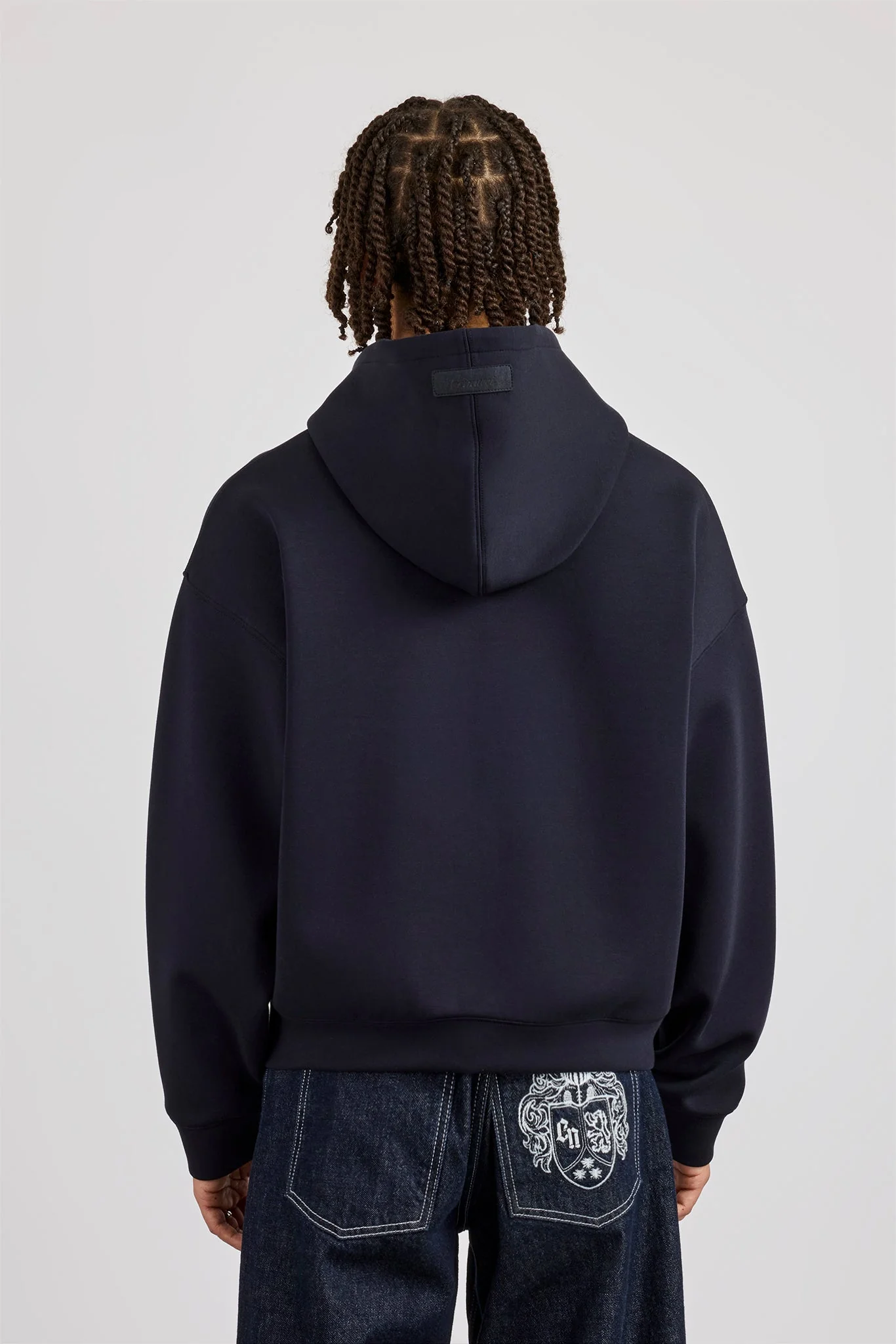 Scuba Zip Through Boxy Hoodie - Navy - Image 3