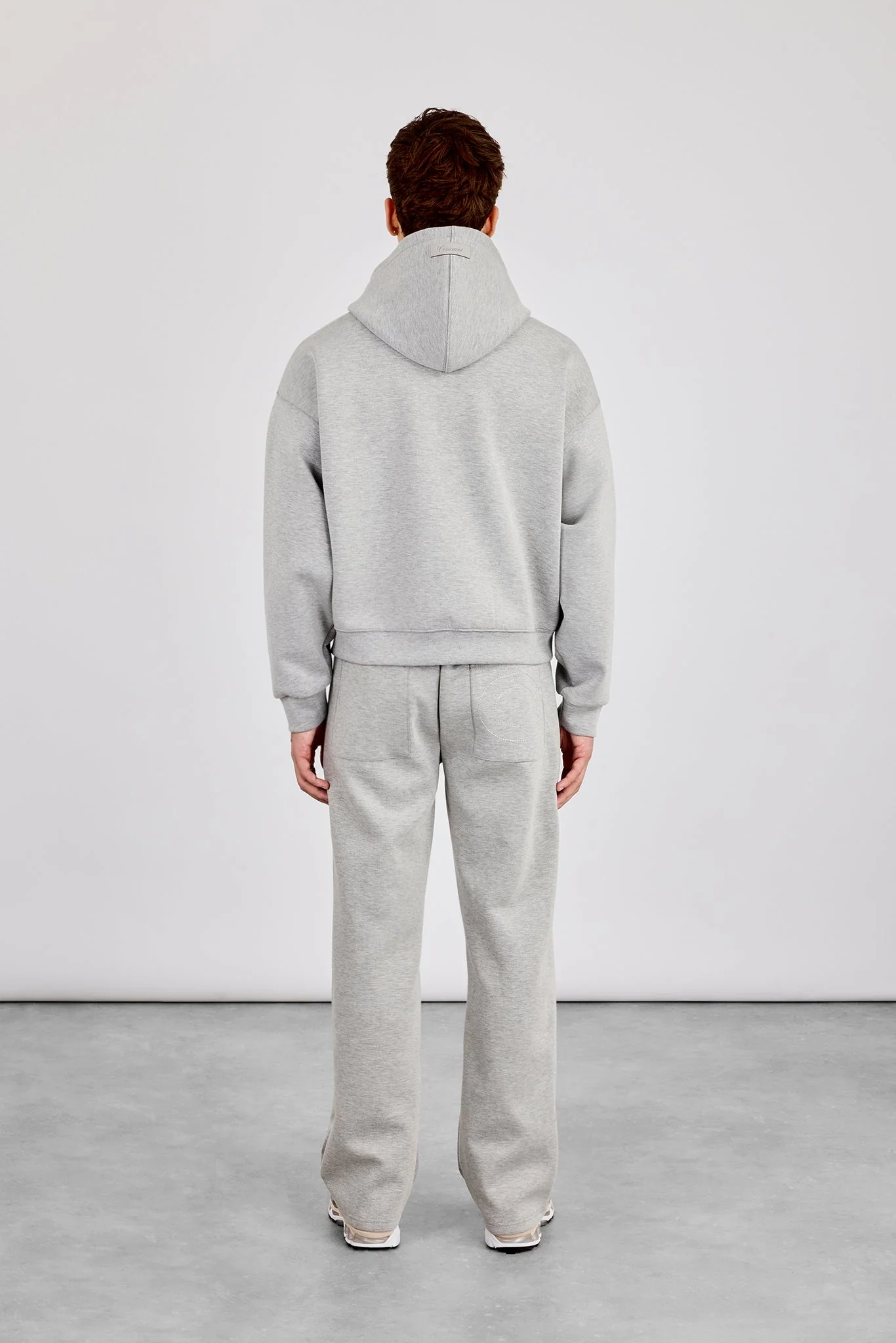 Scuba Zip Through Boxy Hoodie & Relaxed Scuba Trouser - Grey - Image 3
