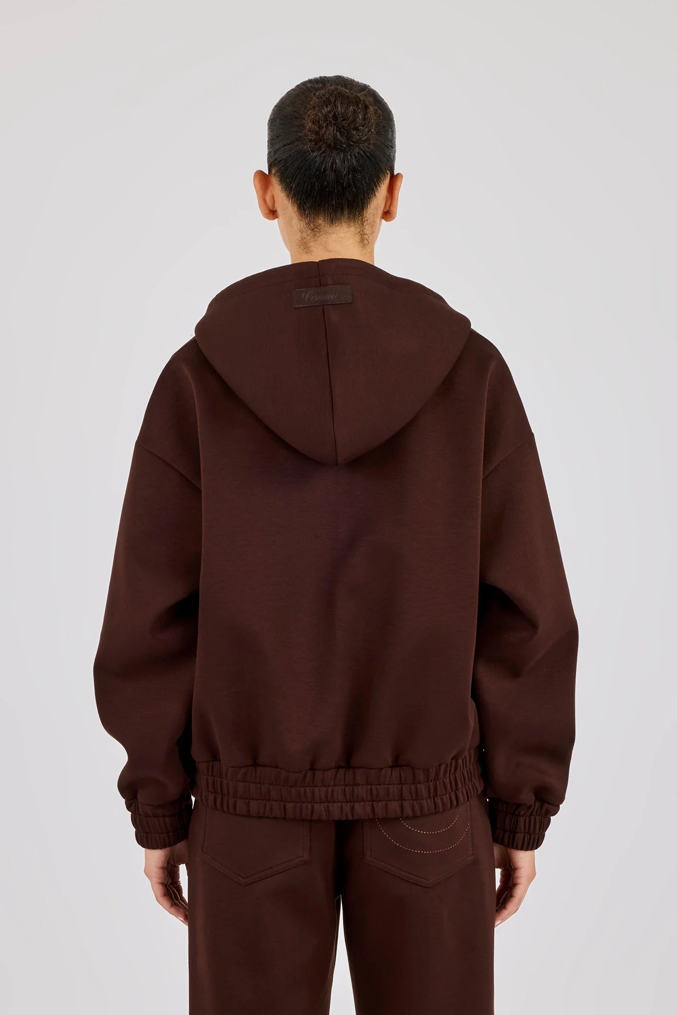 Scuba Zip Through Hoodie - Chocolate - Image 4