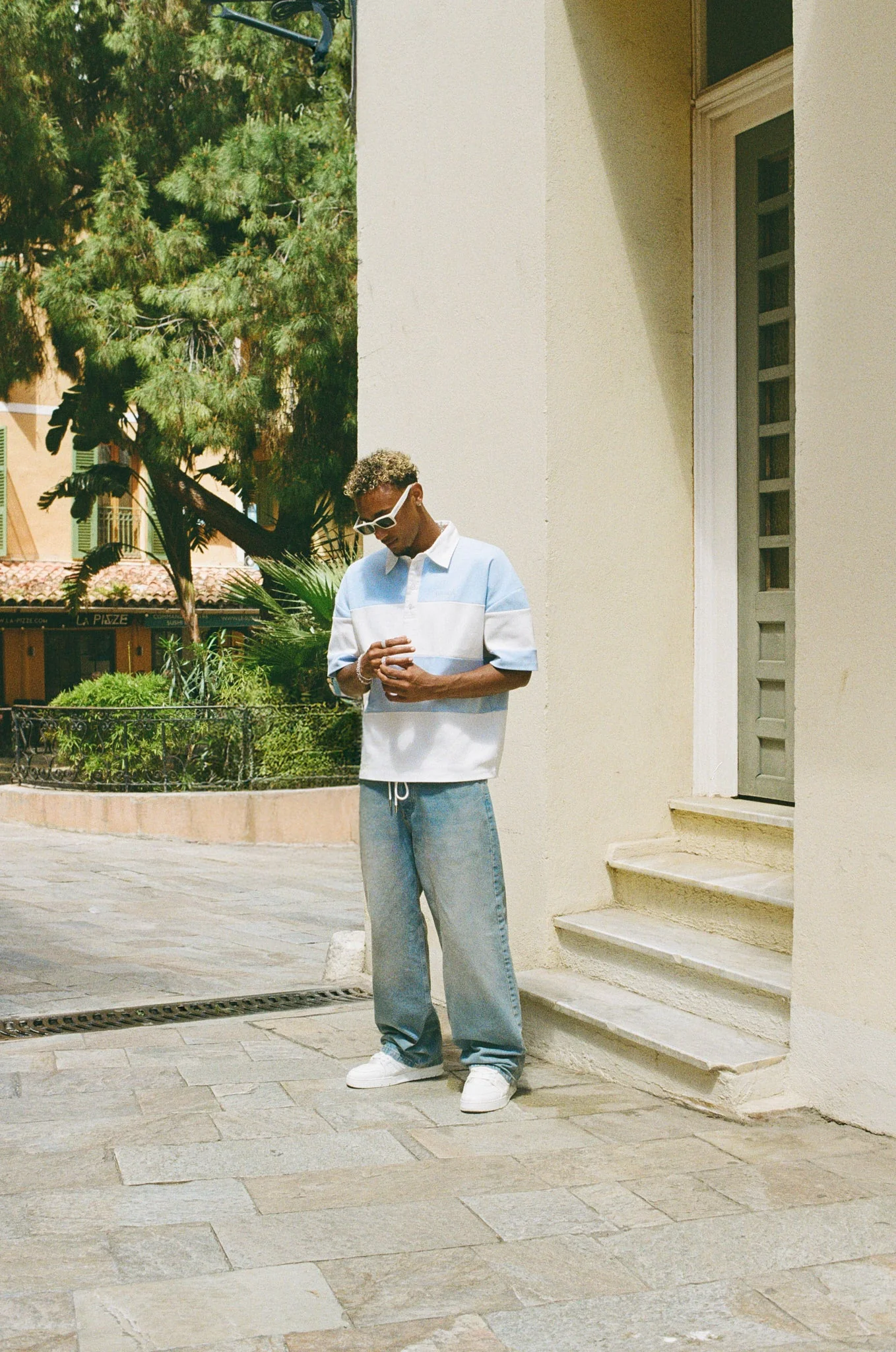 Short Sleeve Boxy Rugy Polo - Blue - Image 2