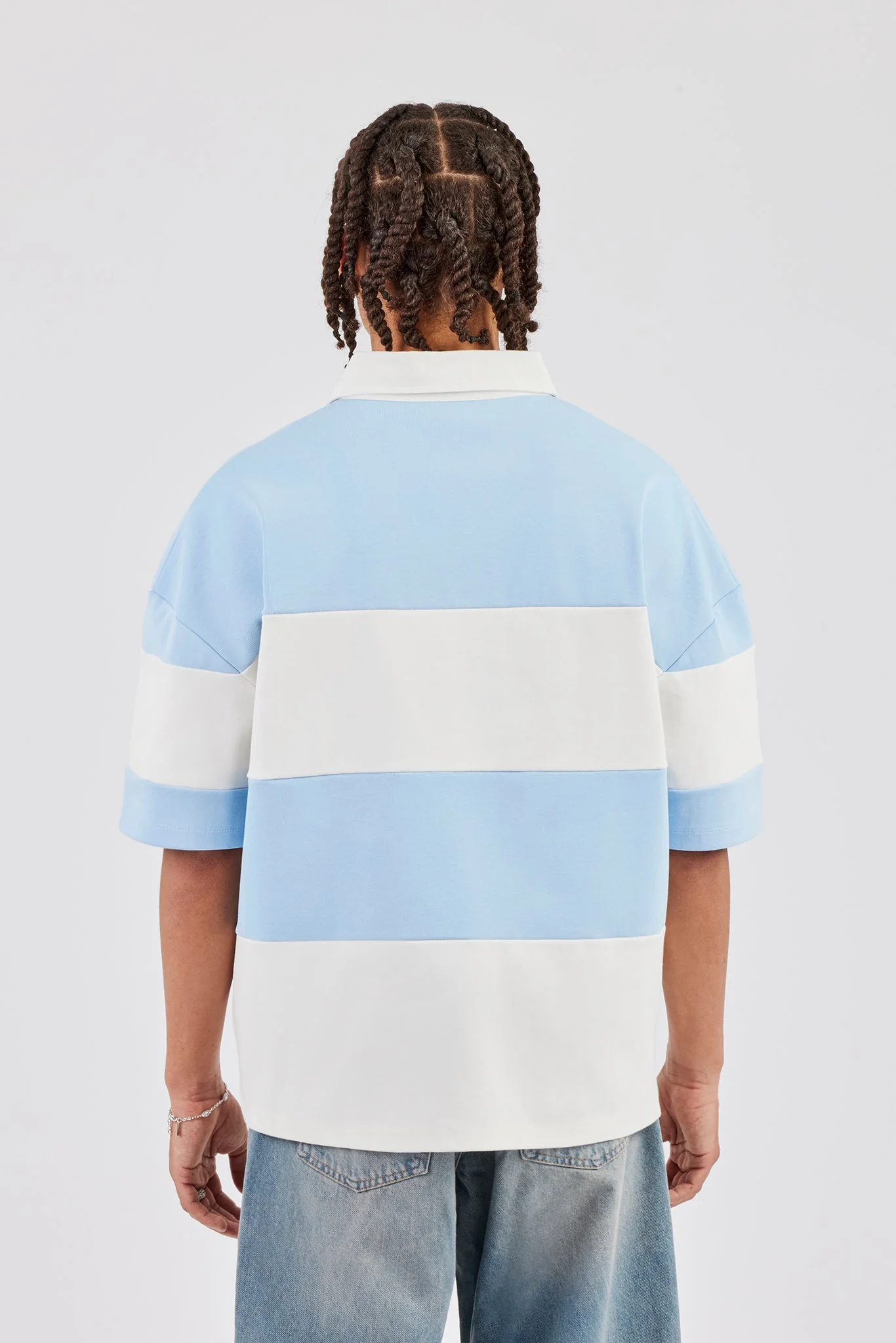 Short Sleeve Boxy Rugy Polo - Blue - Image 5
