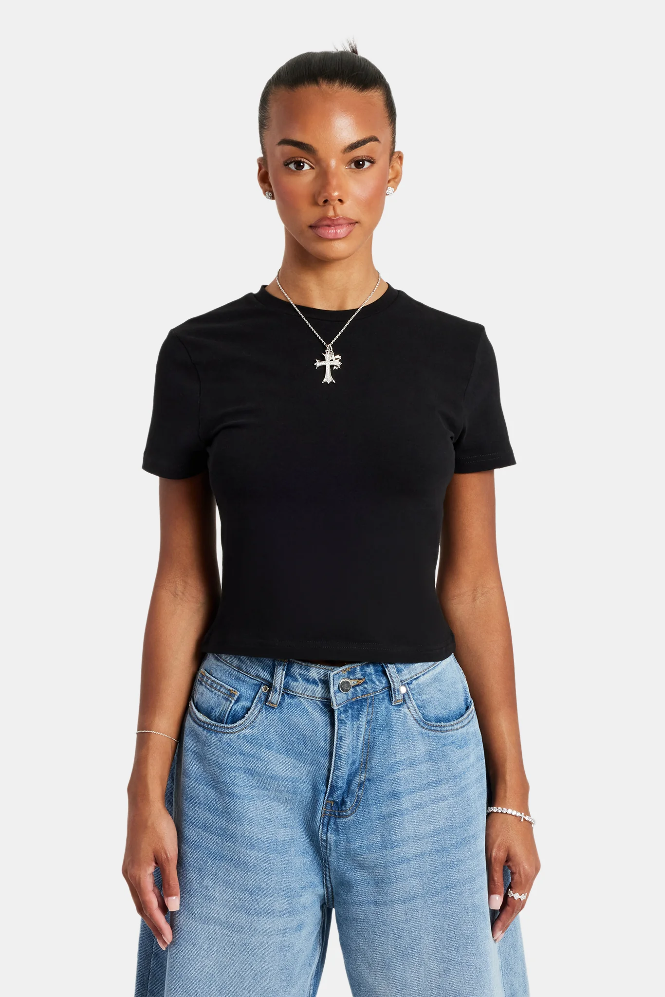Short Sleeve Top - Black - Image 2