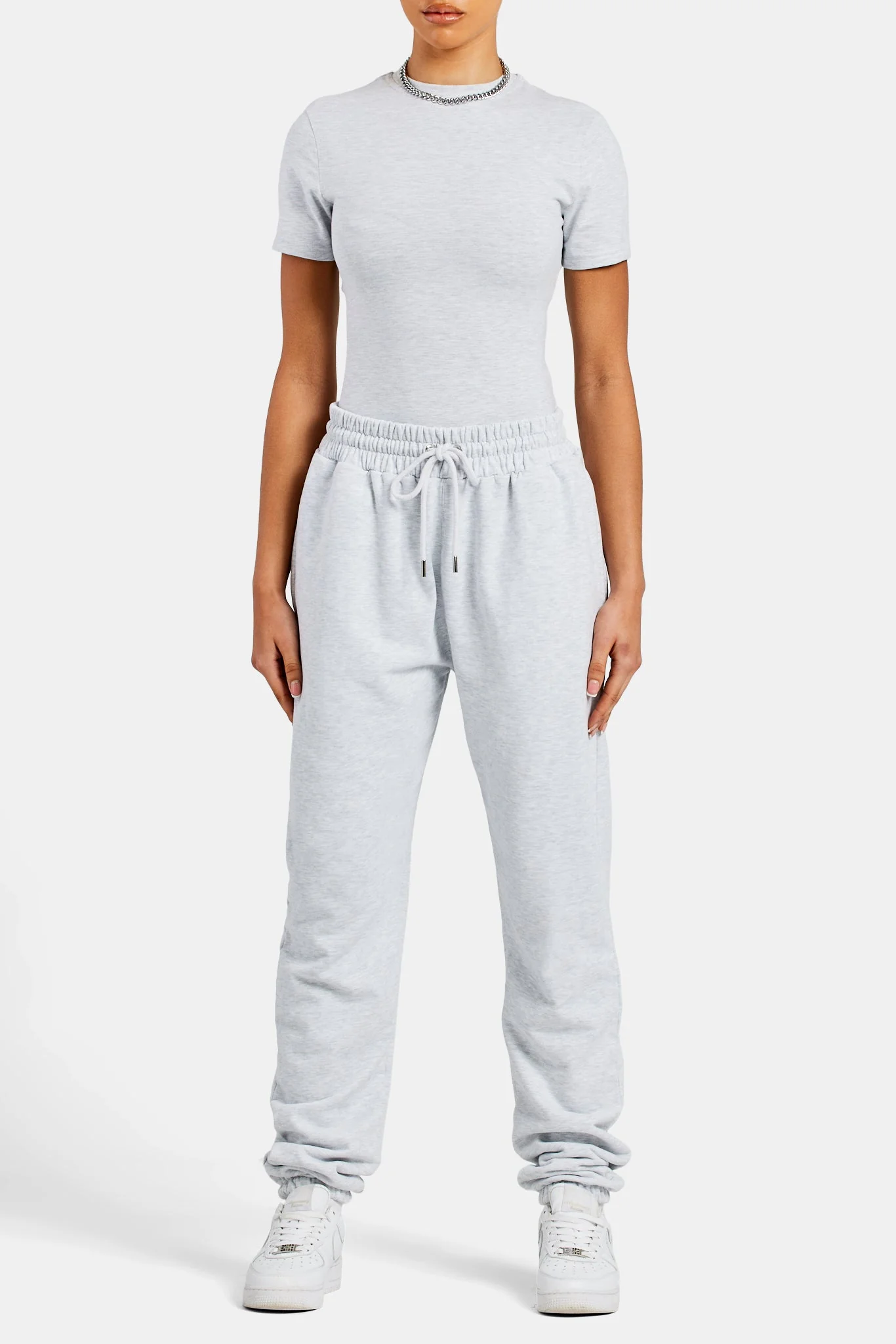 Short Sleeve Top - Light Grey Marl - Image 3