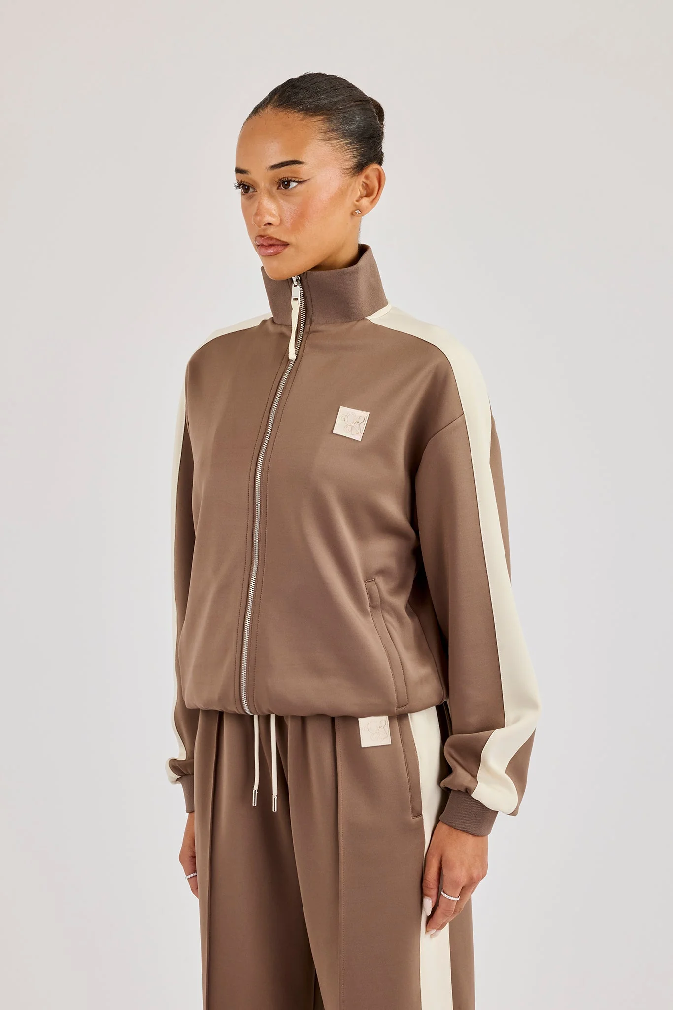 Single Taping Regular Track Jacket - Taupe - Image 3