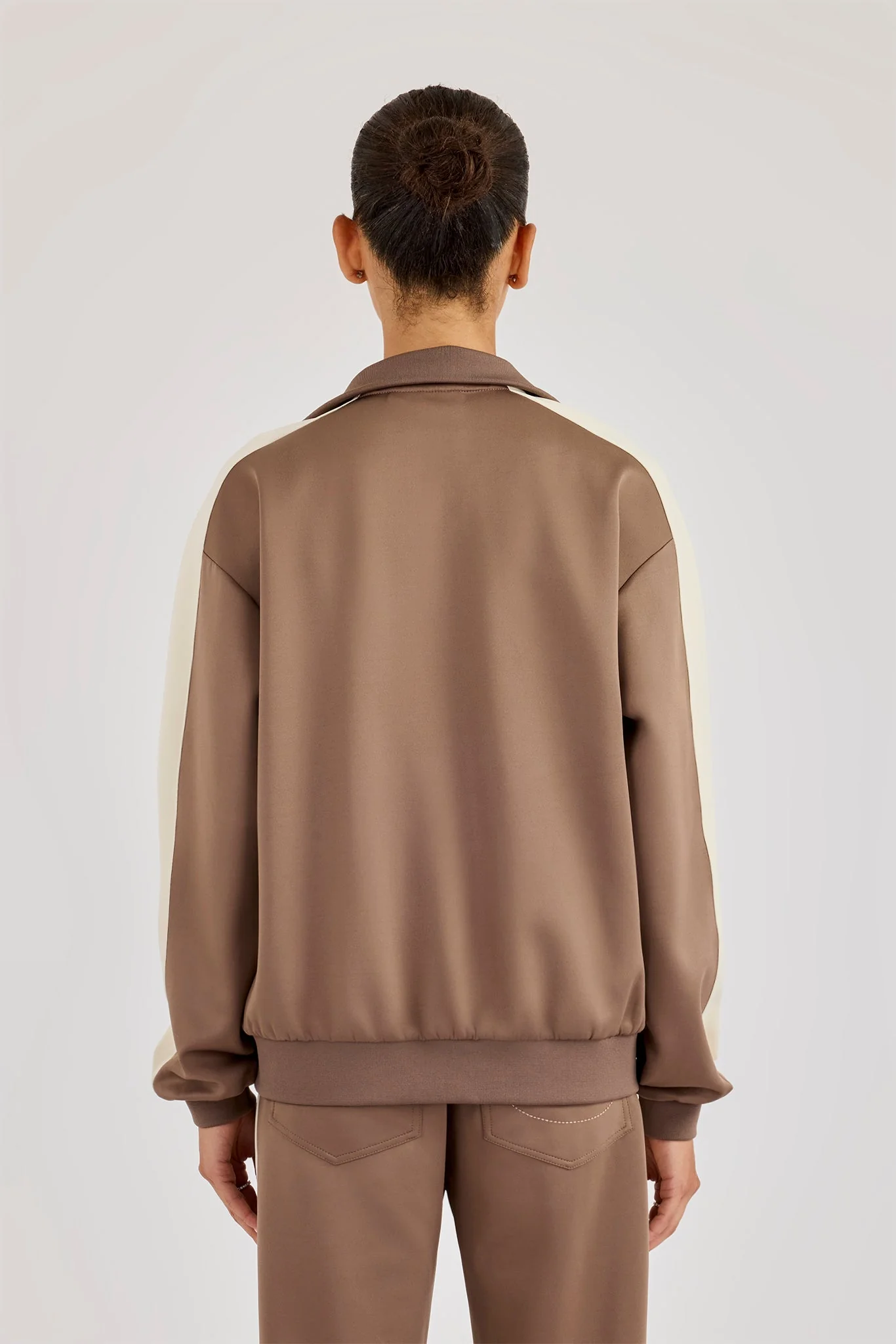 Single Taping Regular Track Jacket - Taupe - Image 4