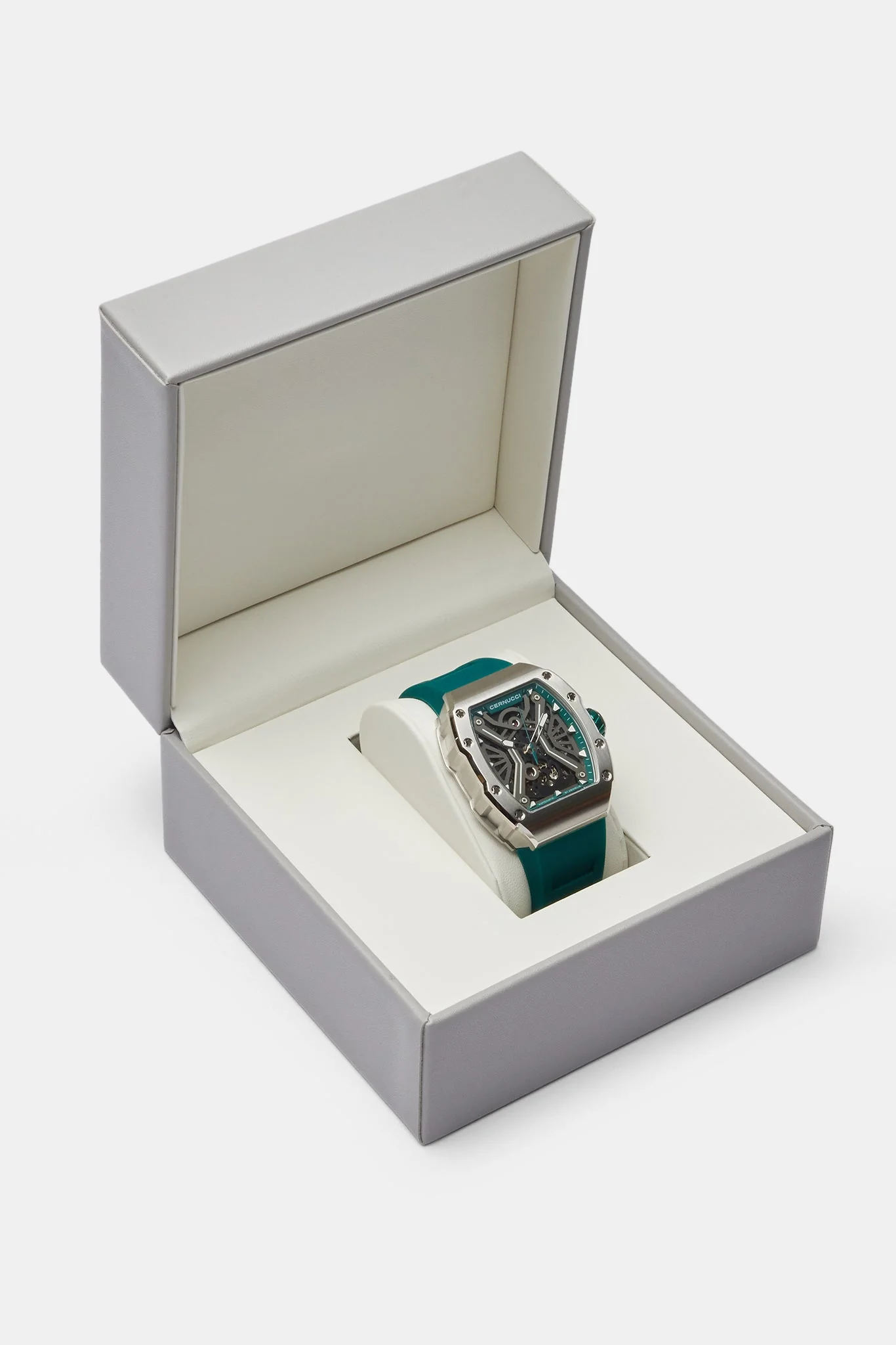 Skeleton Rubber Strap Watch - Green - Image 5