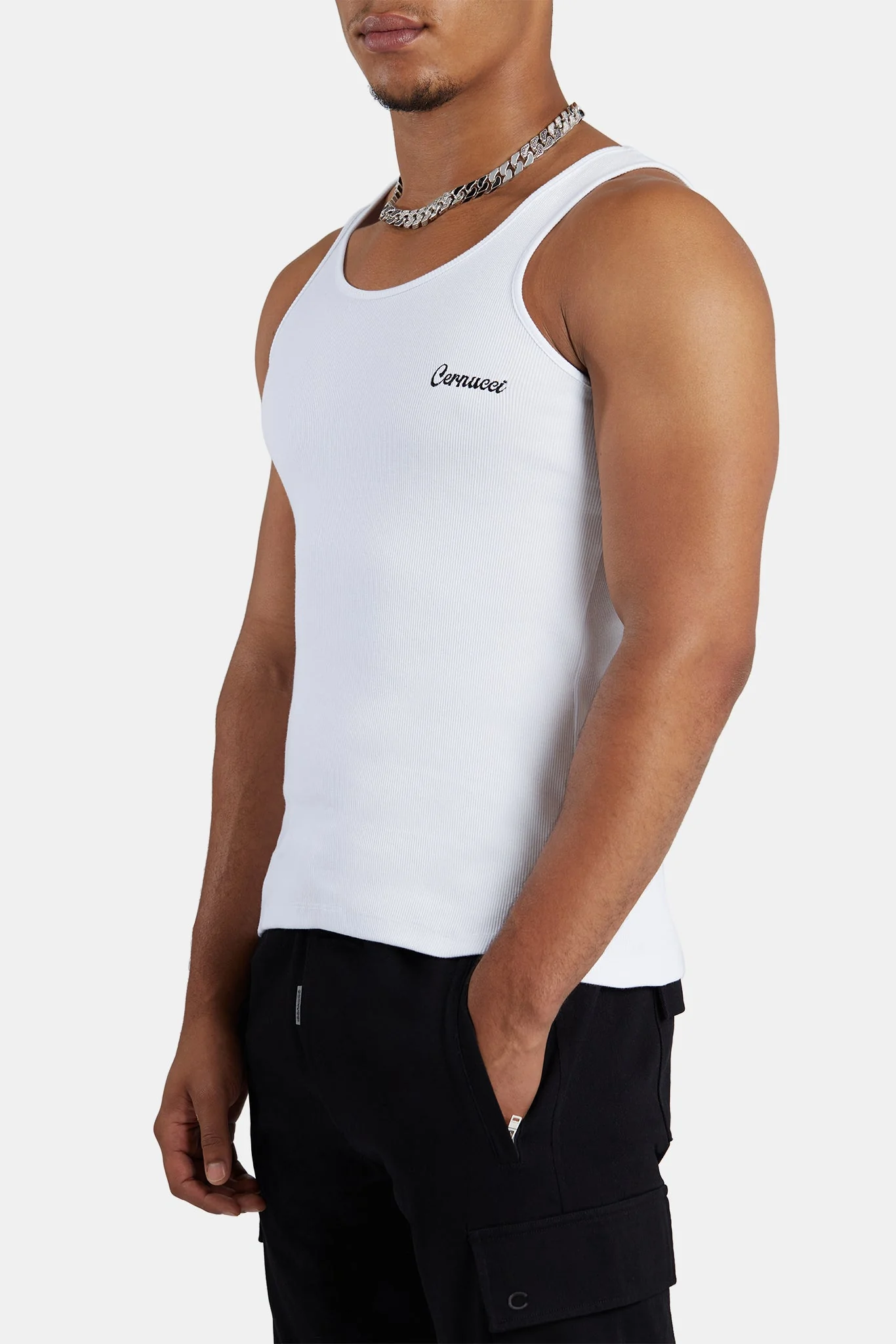 Slim Fit Embroidered Vest - White - Image 4