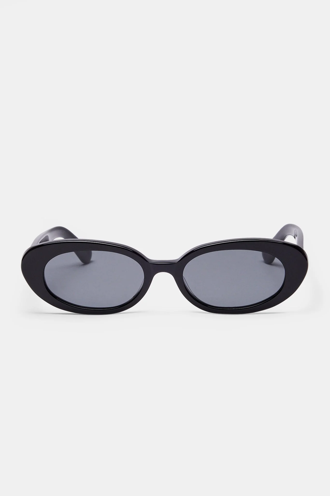 Slim Oval Acetate Sunglasses  - Black - Image 3