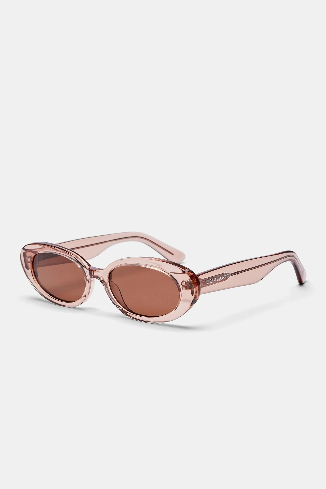 Slim Oval Acetate Sunglasses - Transparent Blush