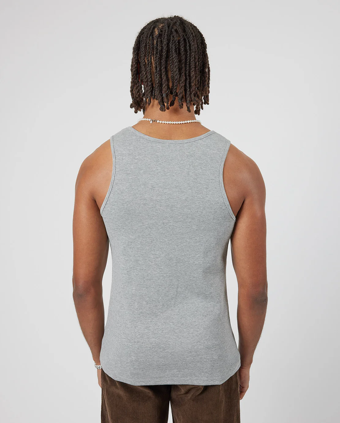 Slim Ribbed Vest - Grey - Image 4