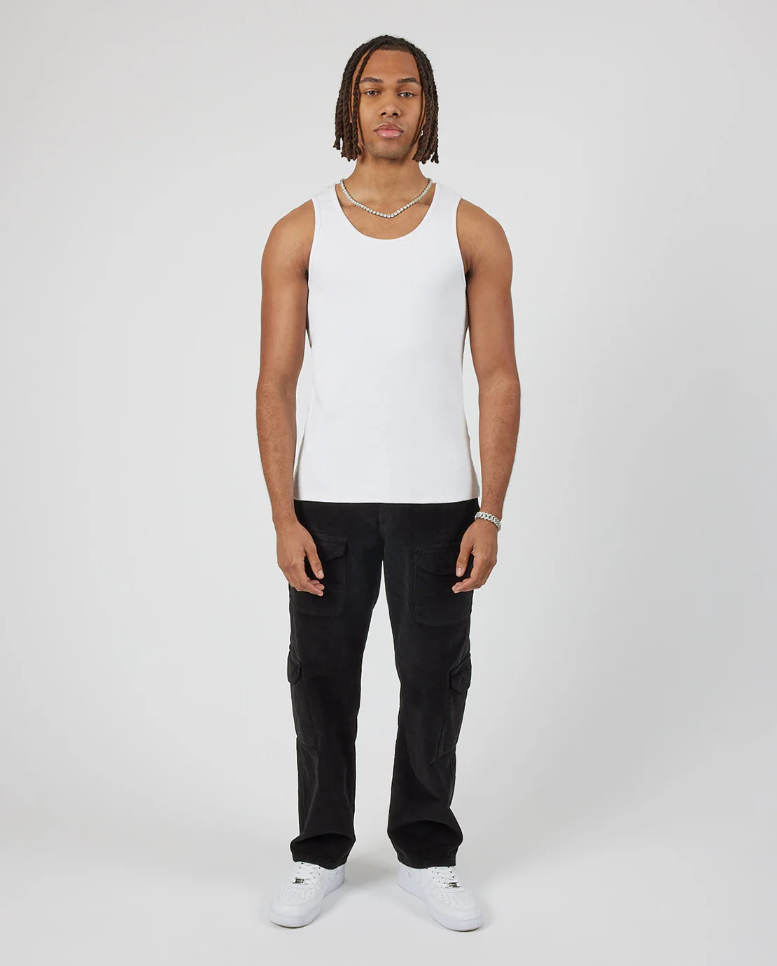 Slim Ribbed Vest - White - Image 2
