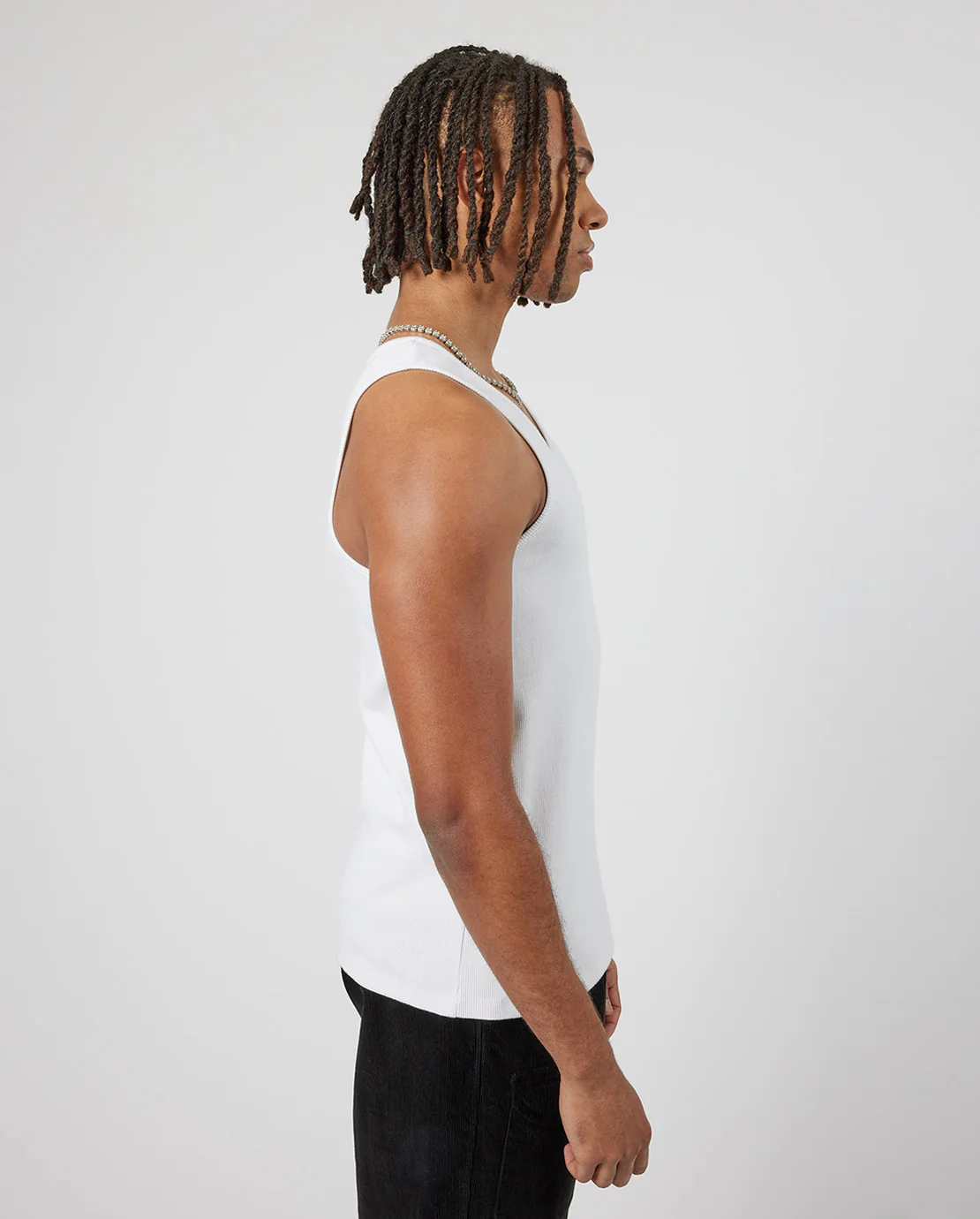 Slim Ribbed Vest - White - Image 3