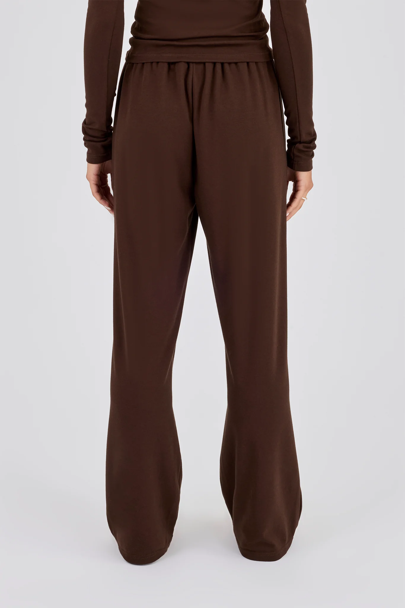 Soft Touch Button Detail Trouser - Chocolate - Image 4
