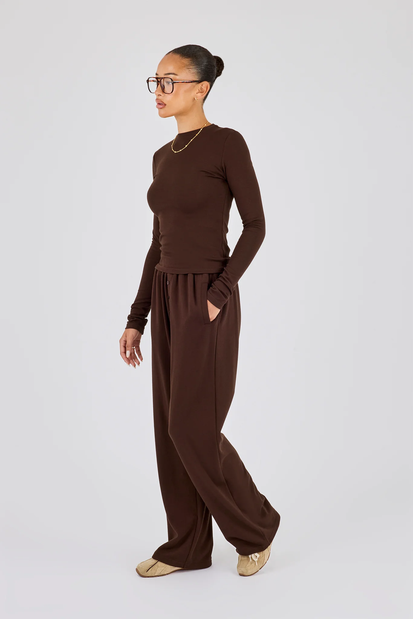 Soft Touch Long Sleeve Top - Chocolate - Image 3