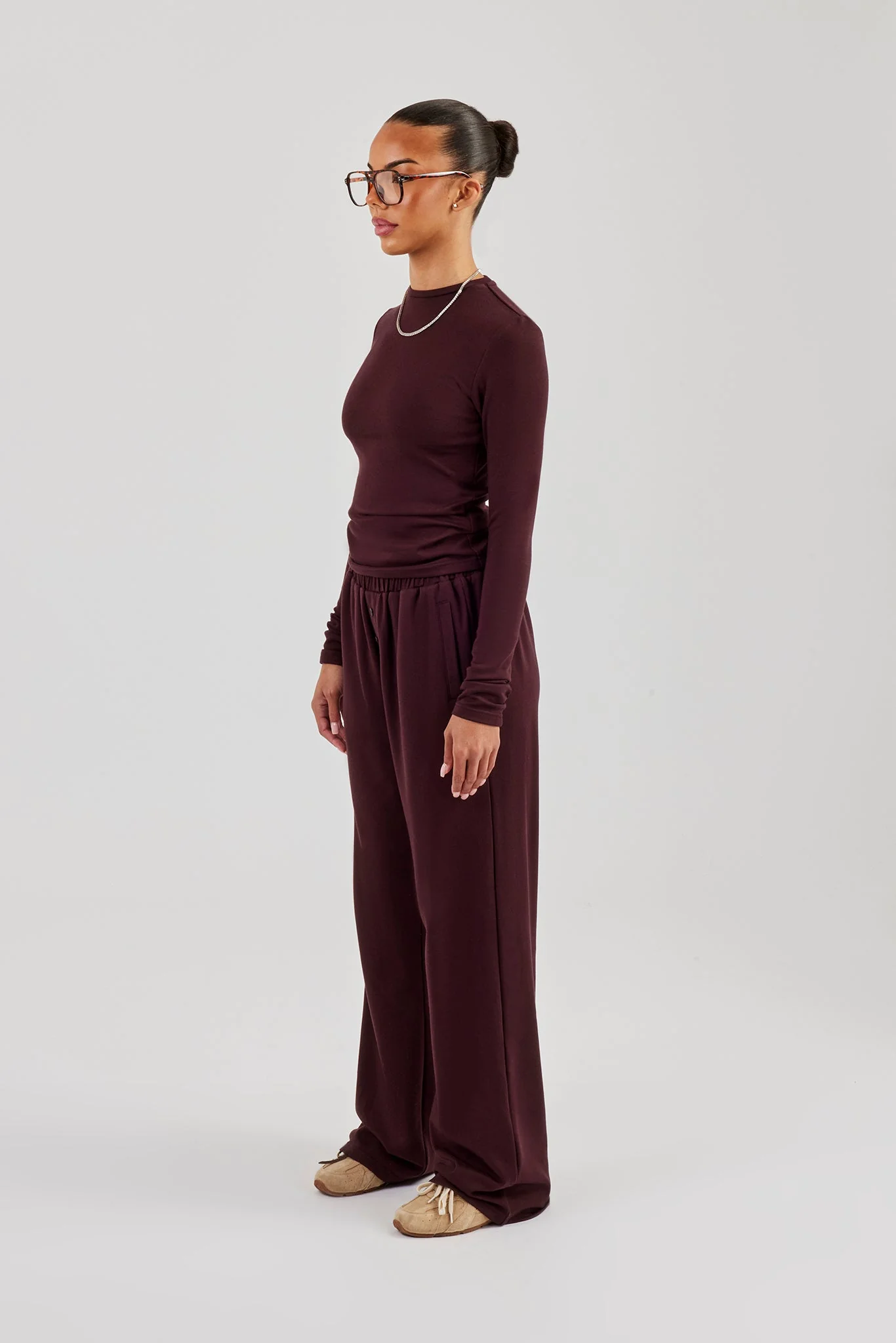 Soft Touch Long Sleeve Top & Trouser - Burgundy - Image 3