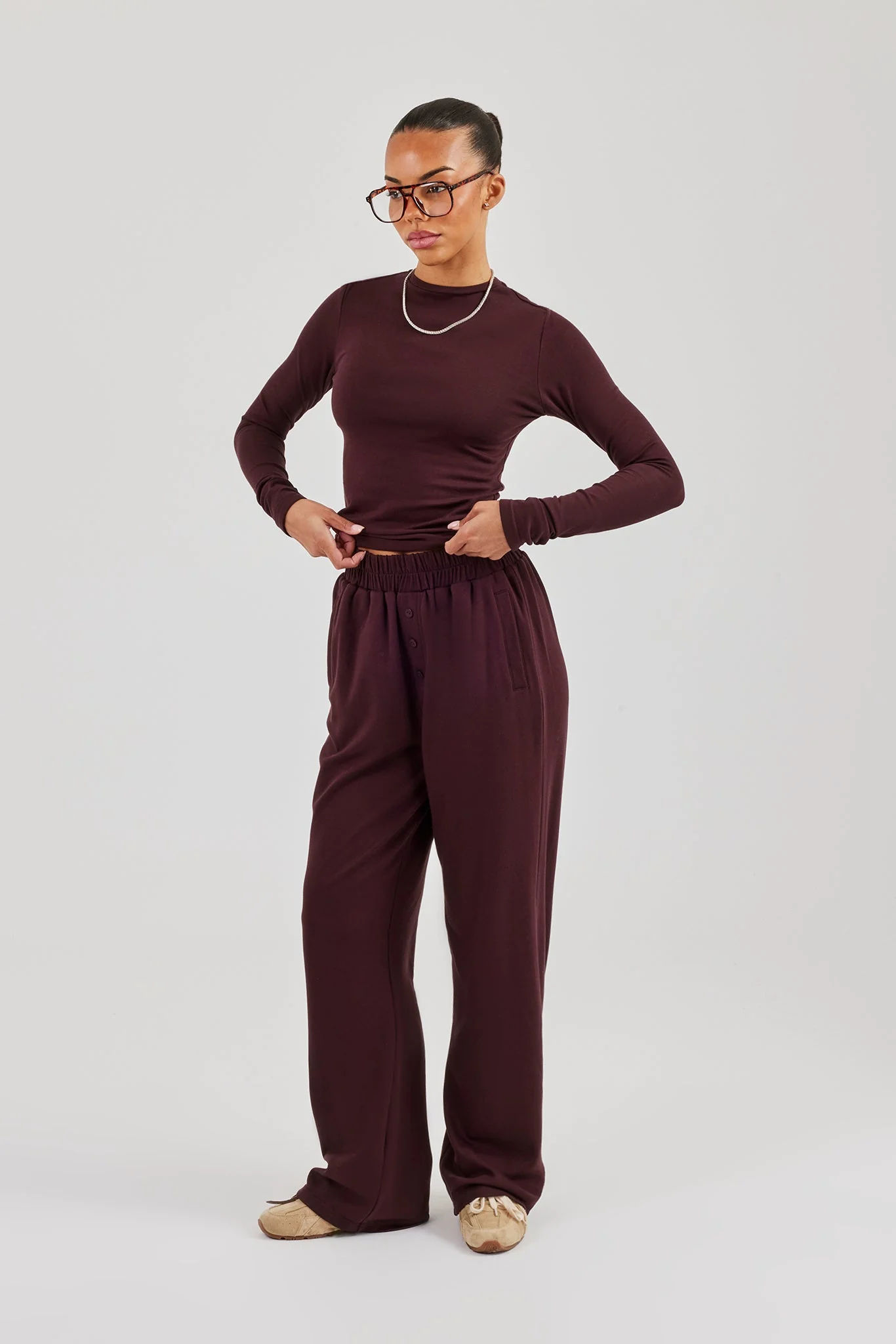 Soft Touch Long Sleeve Top & Trouser - Burgundy - Image 4