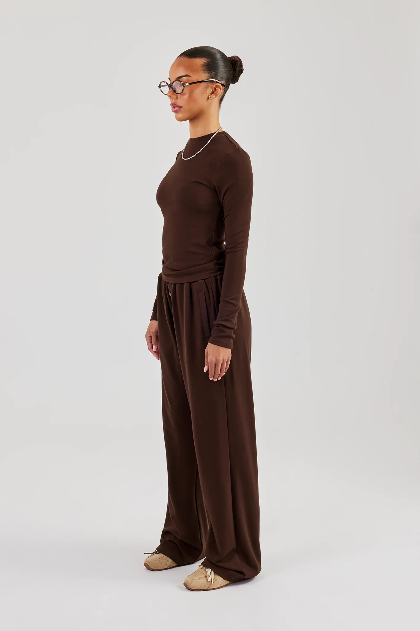 Soft Touch Long Sleeve Top & Trouser - Chocolate - Image 5