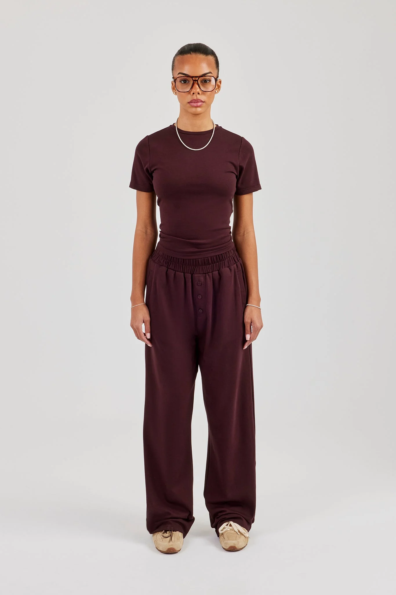 Soft Touch Short Sleeve Top & Trouser - Burgundy - Image 3